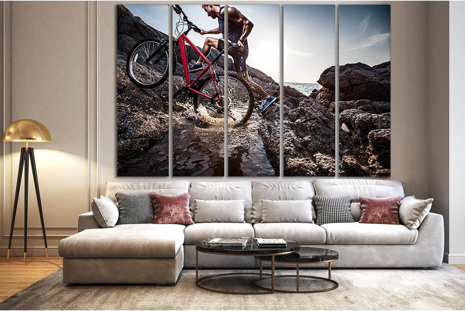 Bicycle Sport On The Rocks №SL918 Ready to Hang Canvas Print - Zellart Canvas Prints 0new, ALL_Products, Sports & Motivation