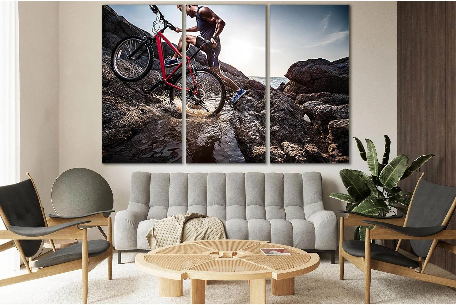 Bicycle Sport On The Rocks №SL918 Ready to Hang Canvas Print - Zellart Canvas Prints 0new, ALL_Products, Sports & Motivation