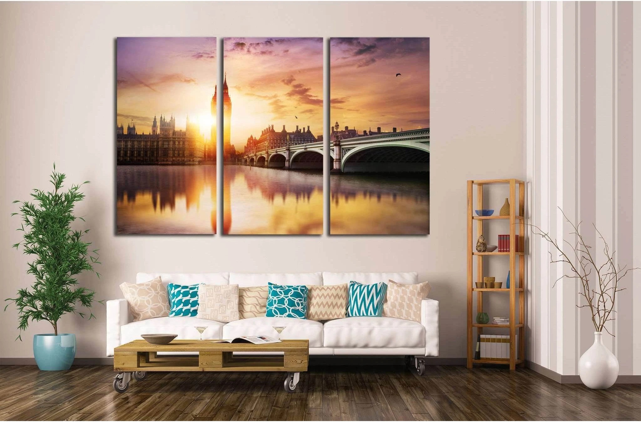 Big Ben and Westminster Bridge №560 Ready to Hang Canvas Print - Zellart Canvas Prints ALL_Products, s-560