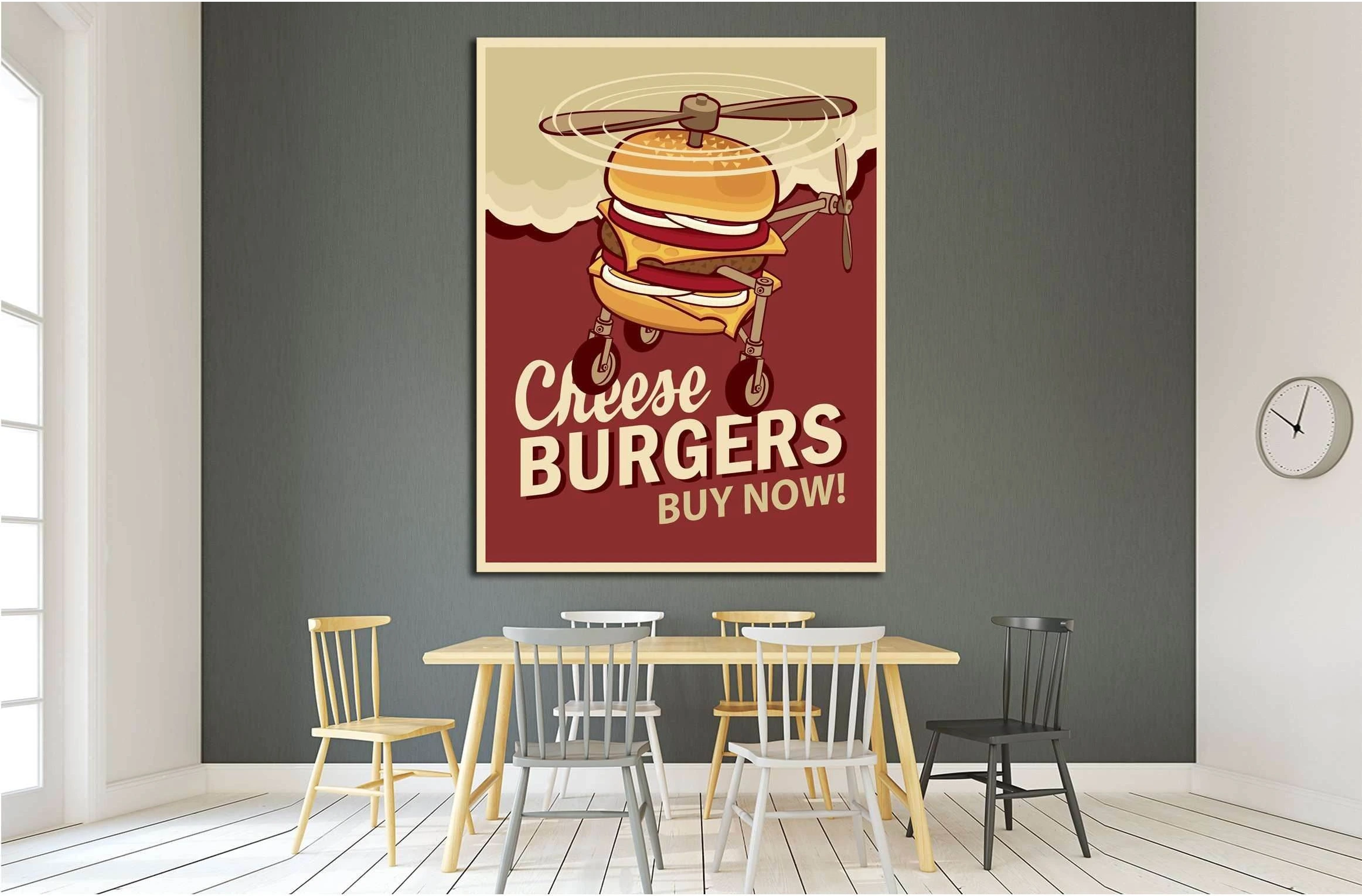 Big Burger On Wheels №4522 Ready to Hang Canvas Print - Zellart Canvas Prints ALL_Products, s-4522
