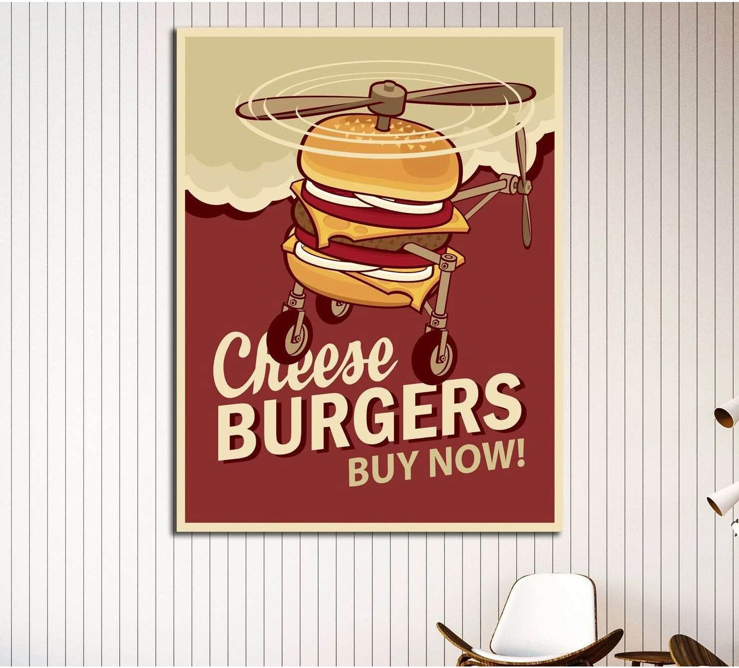 Big Burger On Wheels №4522 Ready to Hang Canvas Print - Zellart Canvas Prints ALL_Products, s-4522