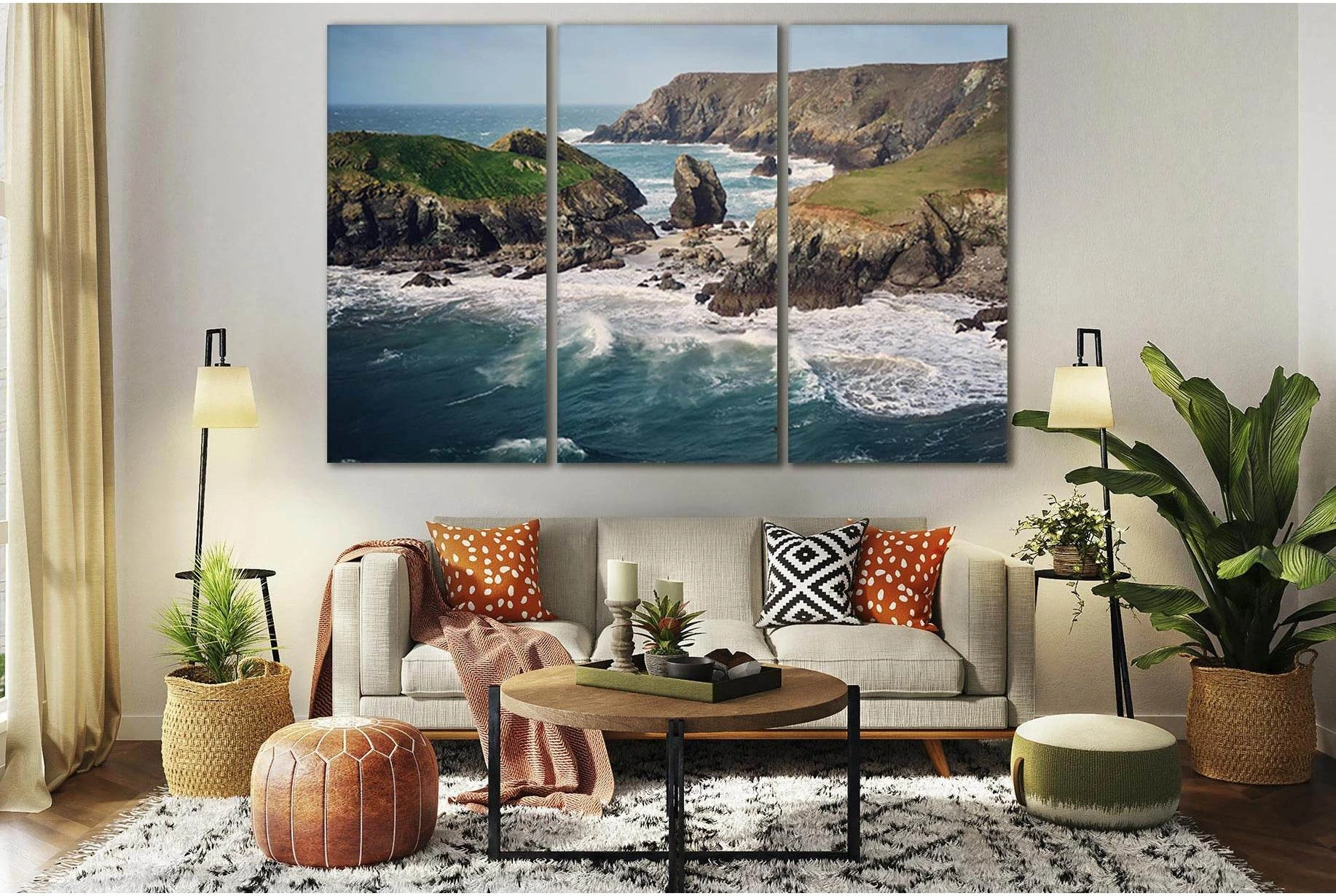 Big Waves And Wild Coast №SL170 Ready to Hang Canvas Print - Zellart Canvas Prints 0new, ALL_Products, Beach Ocean & Waves