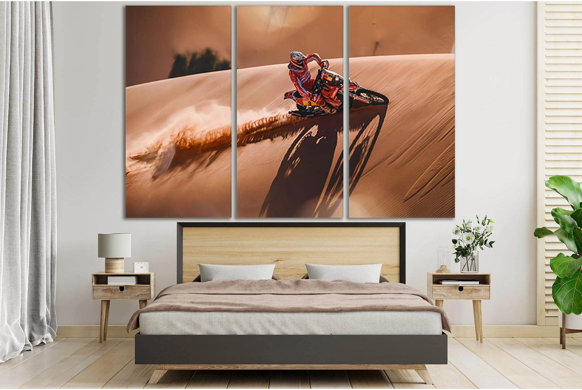 Biker On The Sand Dune №SL737 Ready to Hang Canvas Print - Zellart Canvas Prints 0new, ALL_Products, Engine, Engines Wall Art