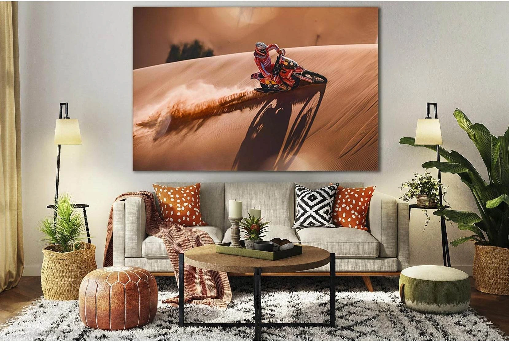 Biker On The Sand Dune №SL737 Ready to Hang Canvas Print - Zellart Canvas Prints 0new, ALL_Products, Engine, Engines Wall Art