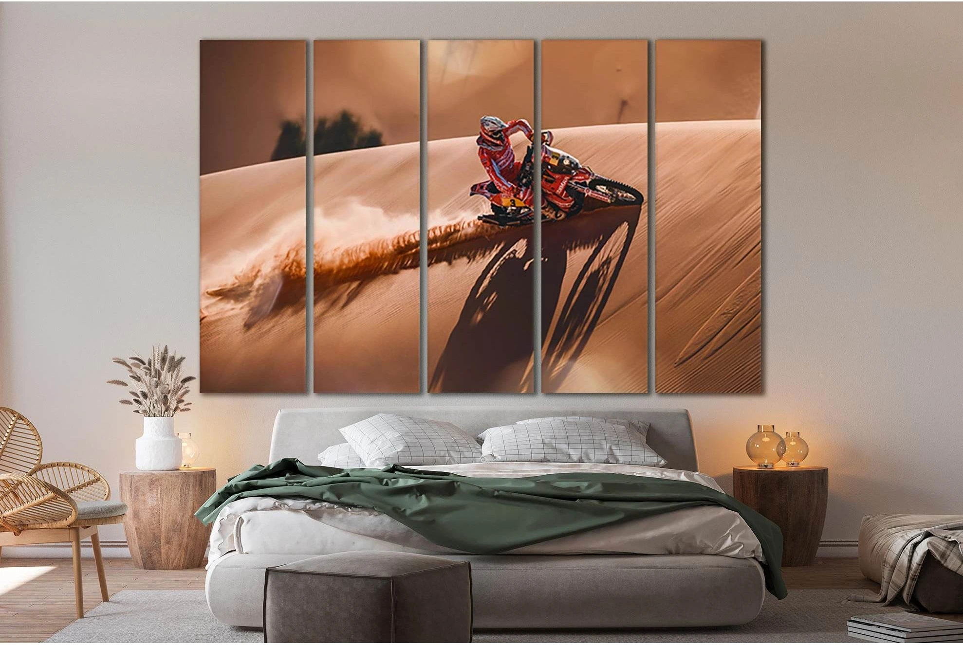 Biker On The Sand Dune №SL737 Ready to Hang Canvas Print - Zellart Canvas Prints 0new, ALL_Products, Engine, Engines Wall Art