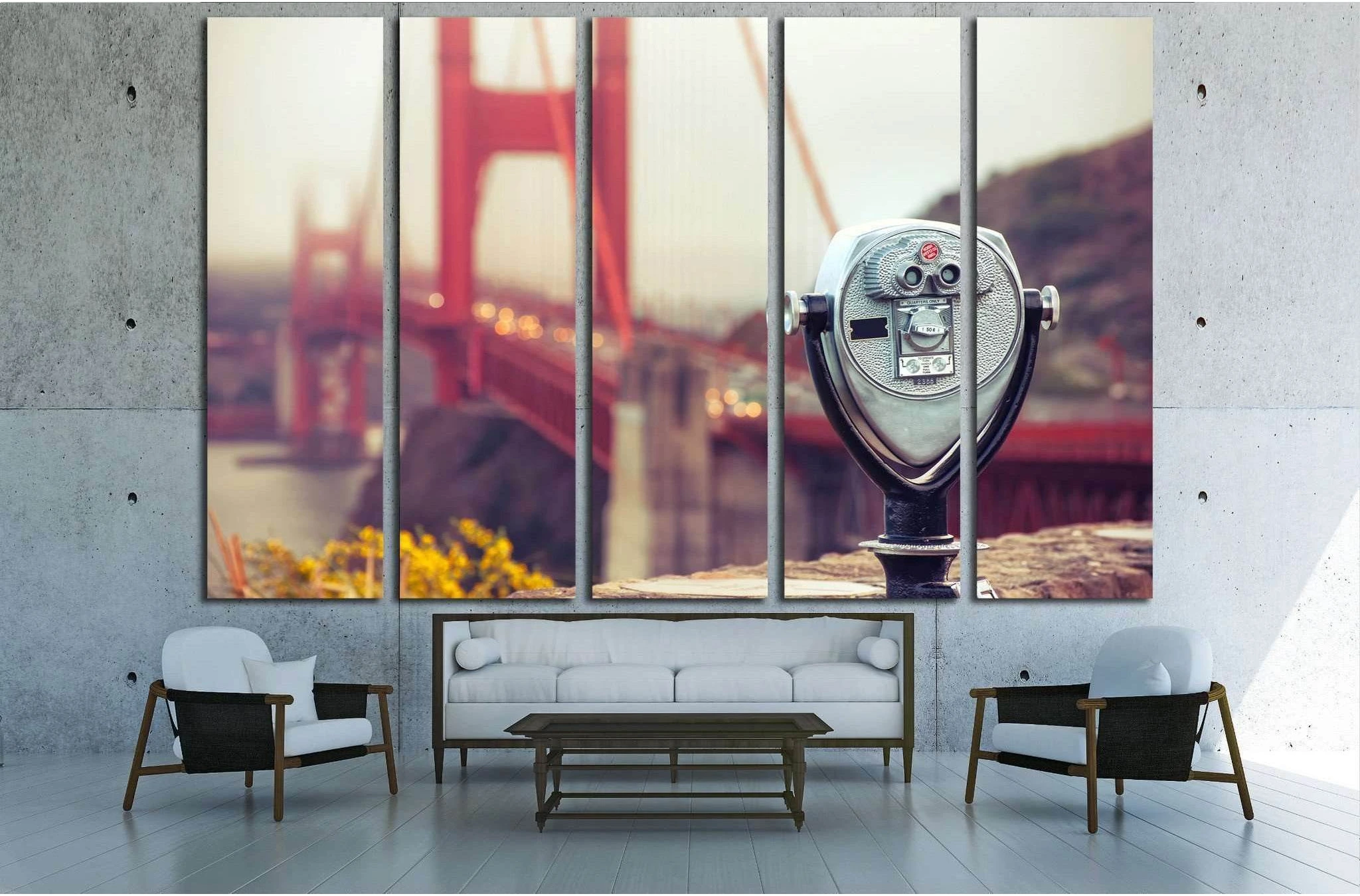 binocular - golden gate. Cross processing №1938 Ready to Hang Canvas Print - Zellart Canvas Prints ALL_Products, s-1938
