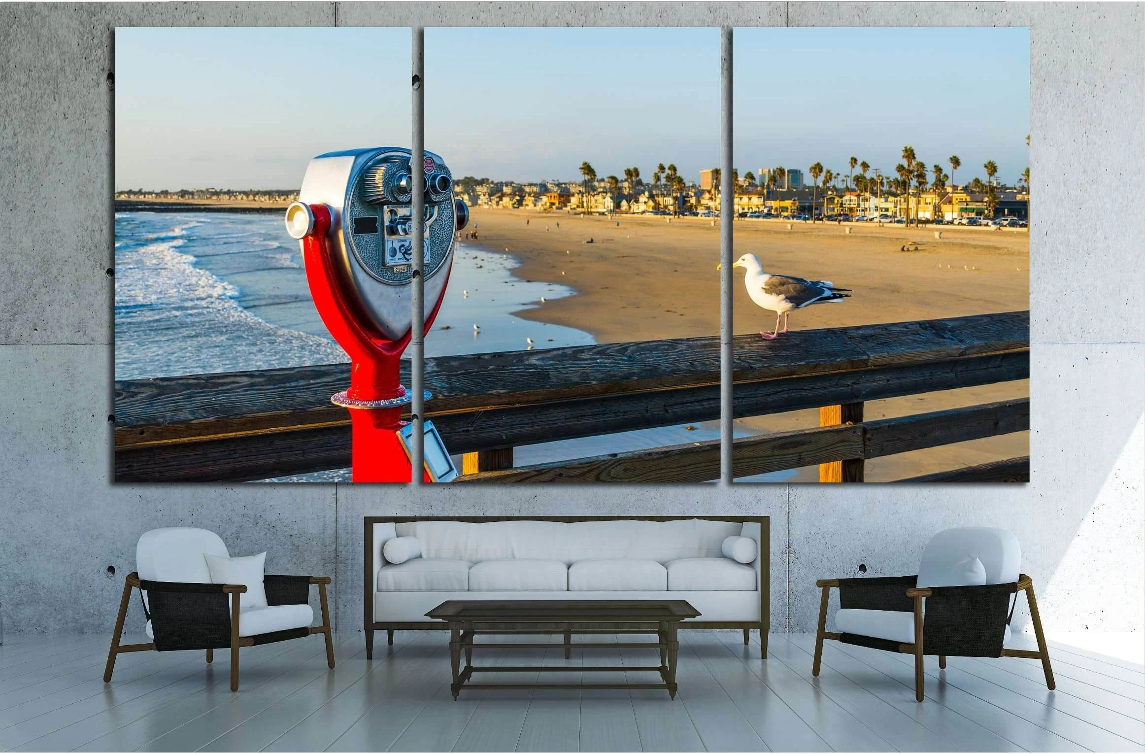 Binoculars in Newport Beach pier, California №1660 Ready to Hang Canvas Print - Zellart Canvas Prints ALL_Products, s-1660