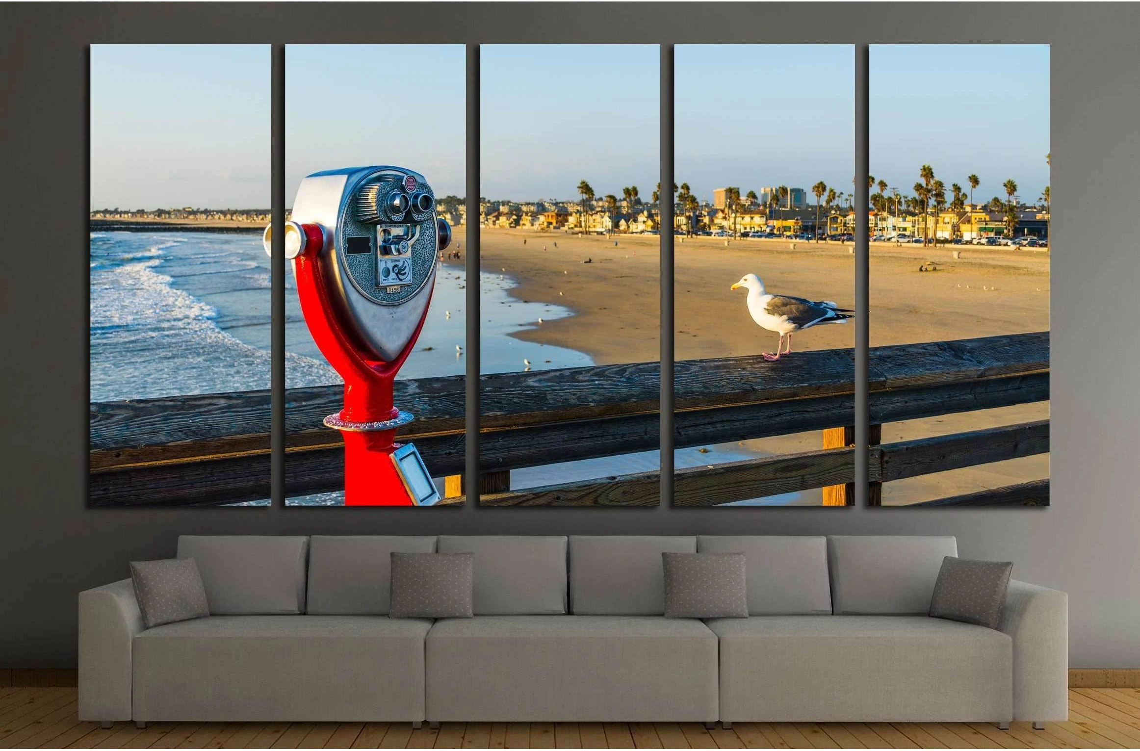 Binoculars in Newport Beach pier, California №1660 Ready to Hang Canvas Print - Zellart Canvas Prints ALL_Products, s-1660