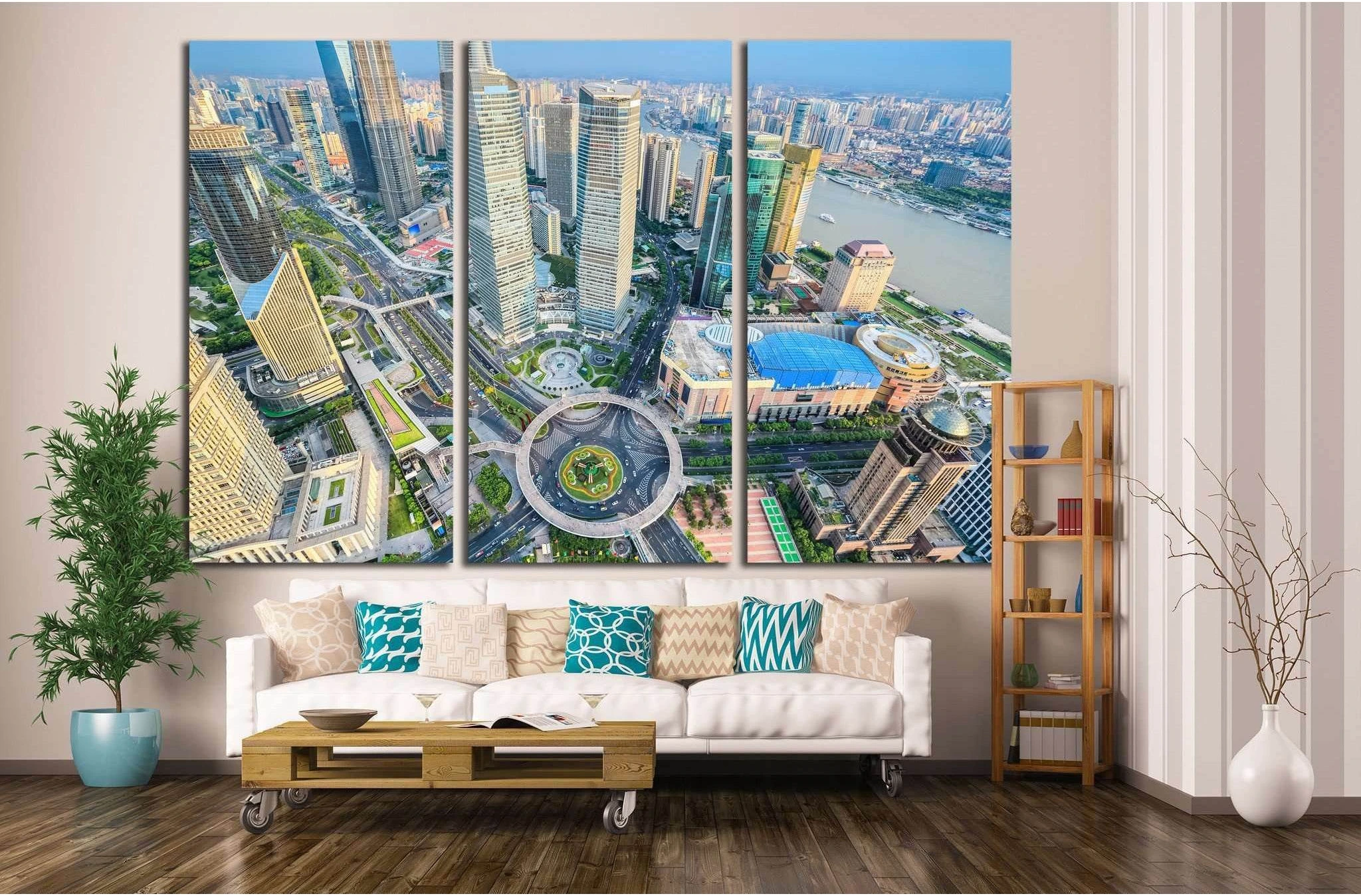 bird's eye view of shanghai, China №1171 Ready to Hang Canvas Print - Zellart Canvas Prints ALL_Products, s-1171