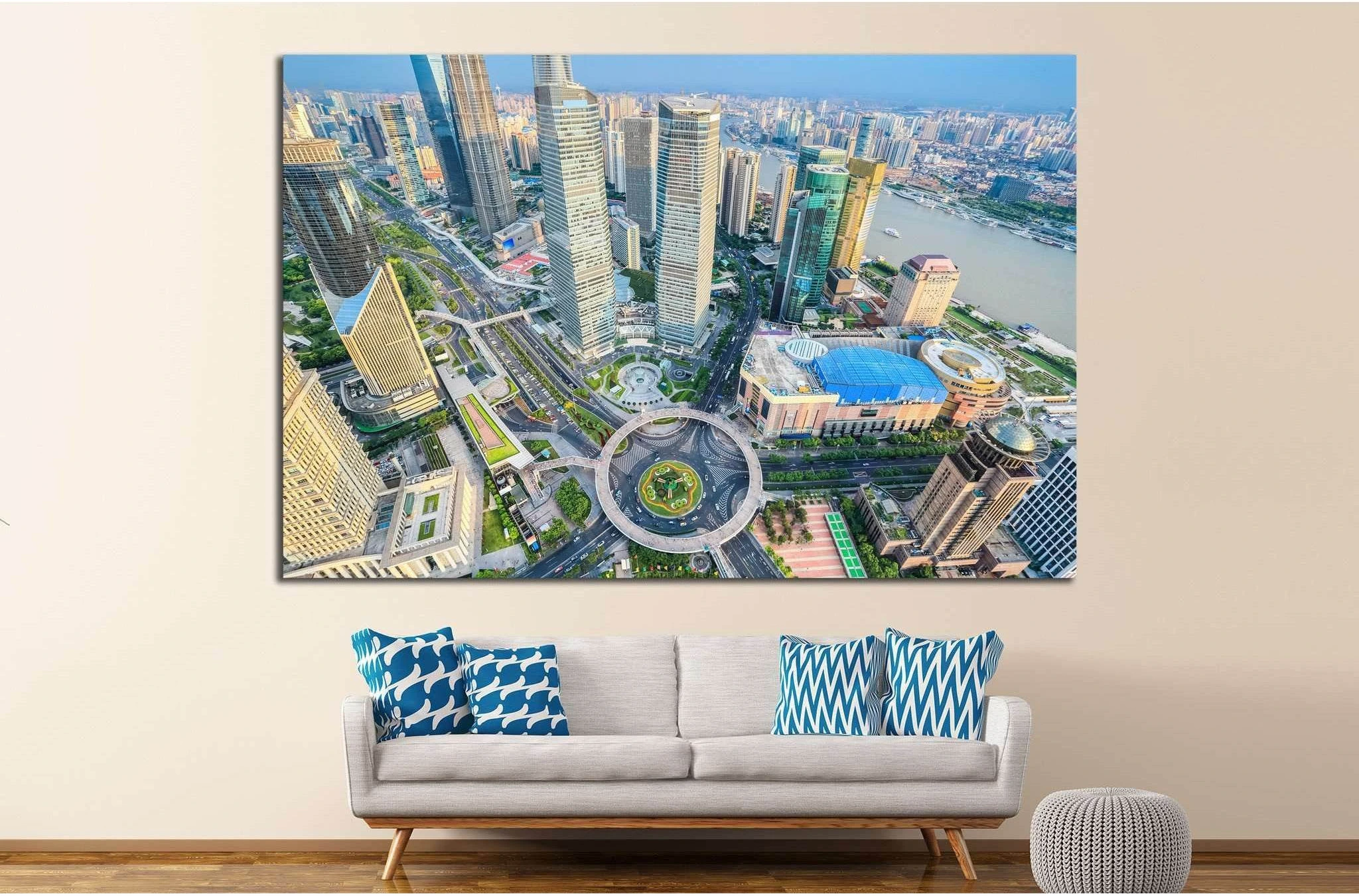 bird's eye view of shanghai, China №1171 Ready to Hang Canvas Print - Zellart Canvas Prints ALL_Products, s-1171