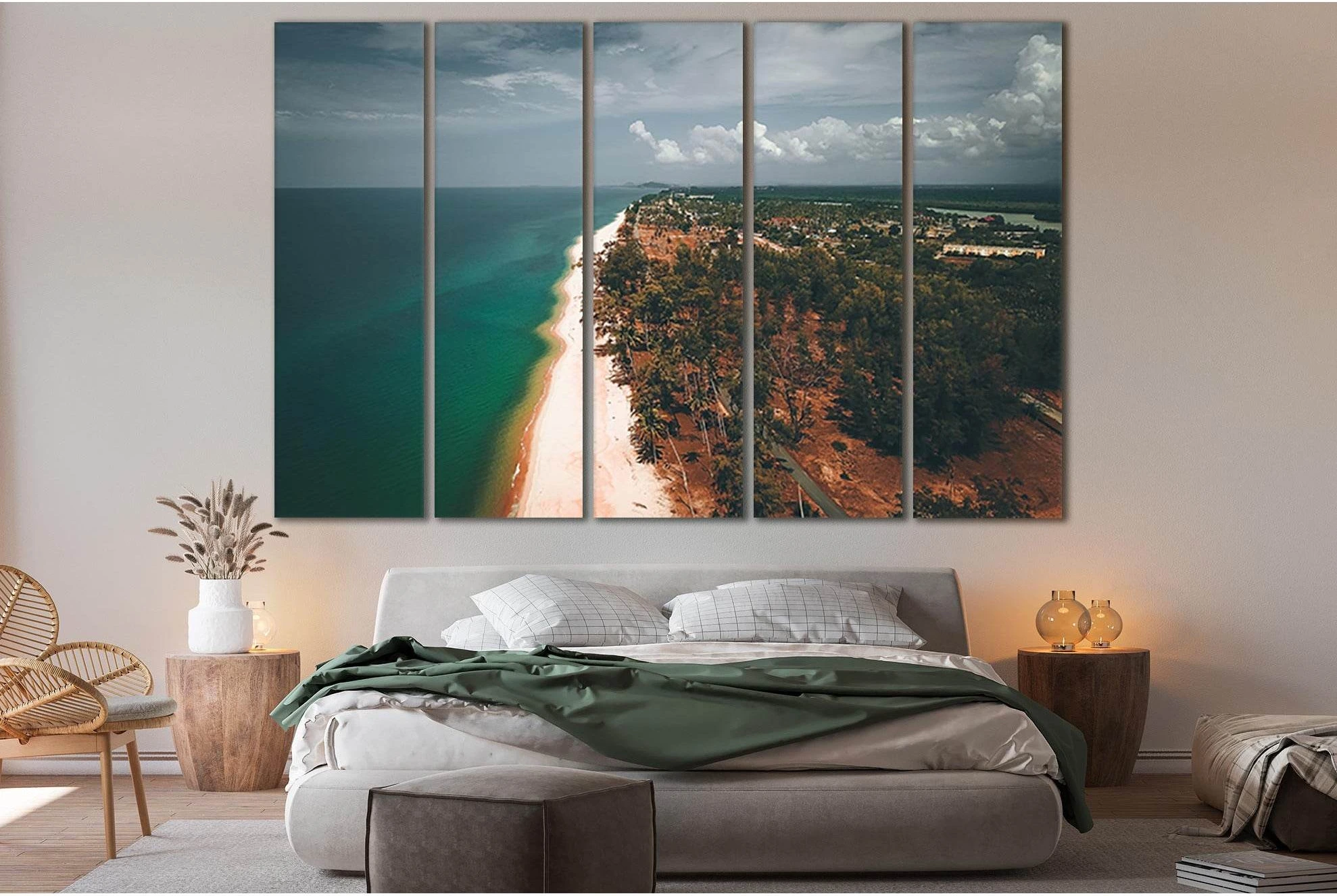 Birds Eye View Of The Beach №SL152 Ready to Hang Canvas Print - Zellart Canvas Prints 0new, ALL_Products, Beach Ocean & Waves