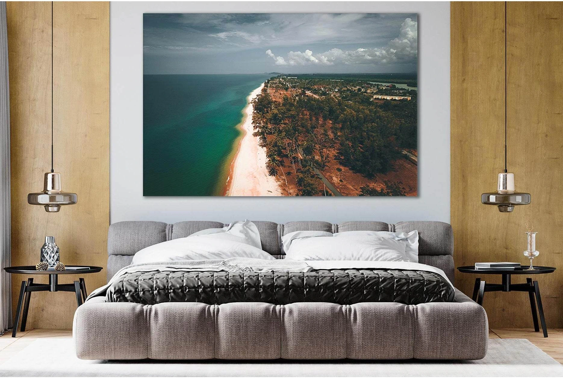 Birds Eye View Of The Beach №SL152 Ready to Hang Canvas Print - Zellart Canvas Prints 0new, ALL_Products, Beach Ocean & Waves