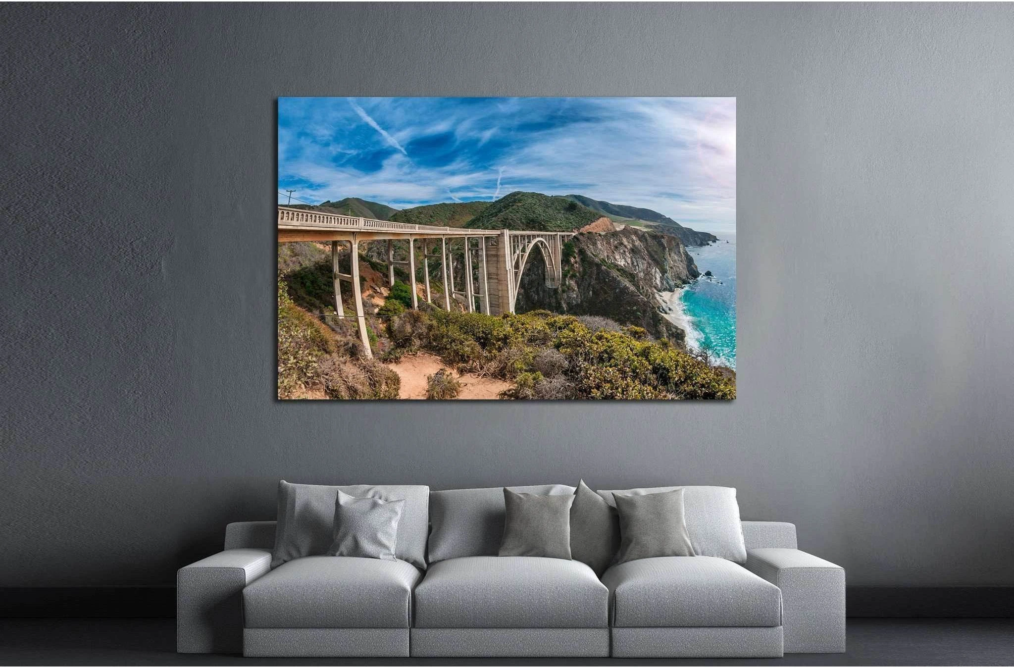 Bixby Bridge on Pacific Coast Highway, California №1978 Ready to Hang Canvas Print - Zellart Canvas Prints ALL_Products, s-1978