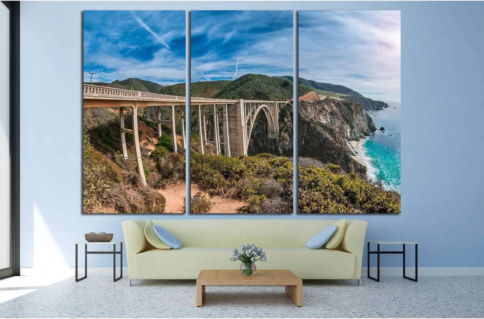 Bixby Bridge on Pacific Coast Highway, California №1978 Ready to Hang Canvas Print - Zellart Canvas Prints ALL_Products, s-1978