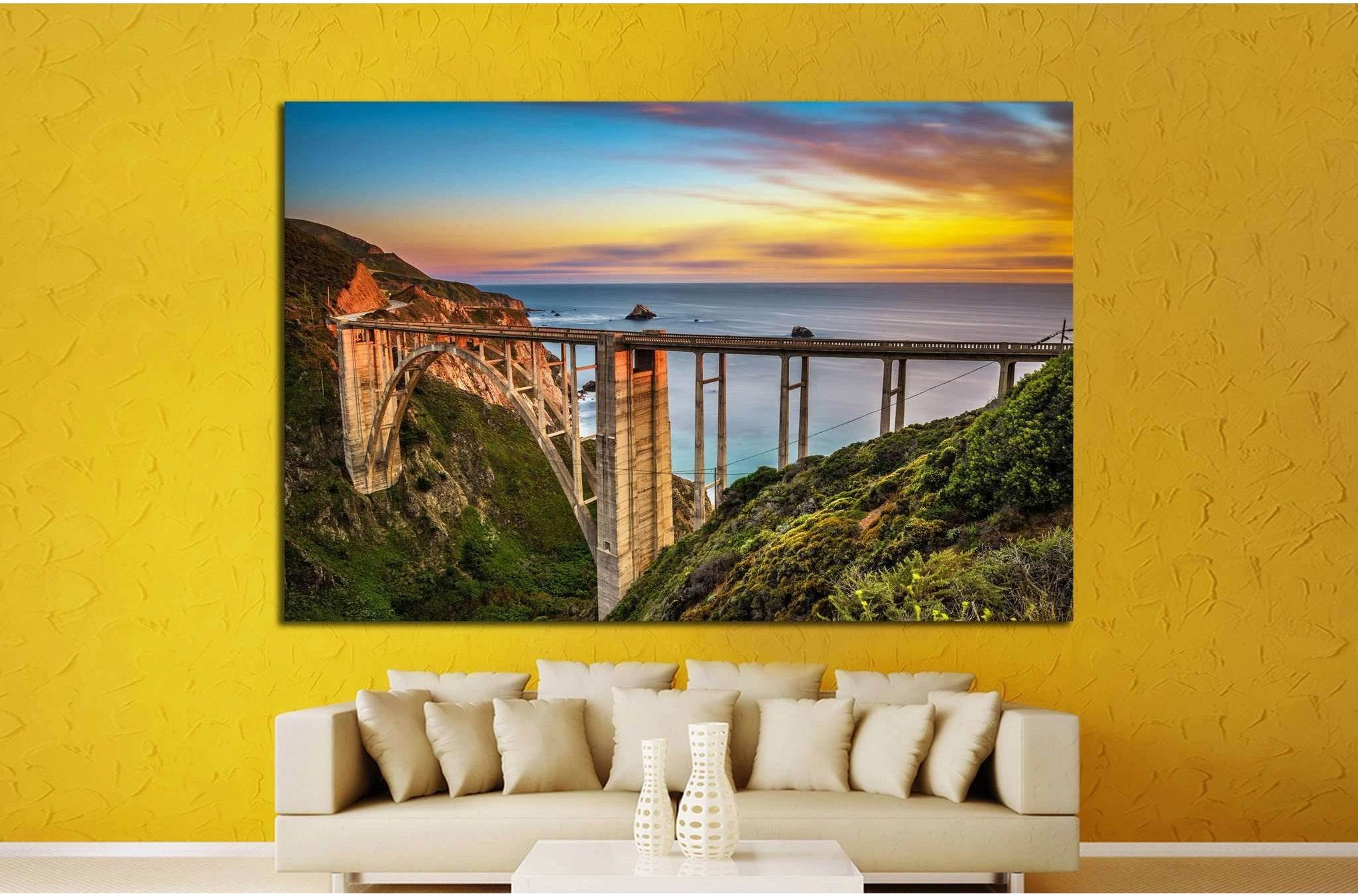 Bixby Bridge (Rocky Creek Bridge) California, USA №1301 Ready to Hang Canvas Print - Zellart Canvas Prints ALL_Products, s-1301