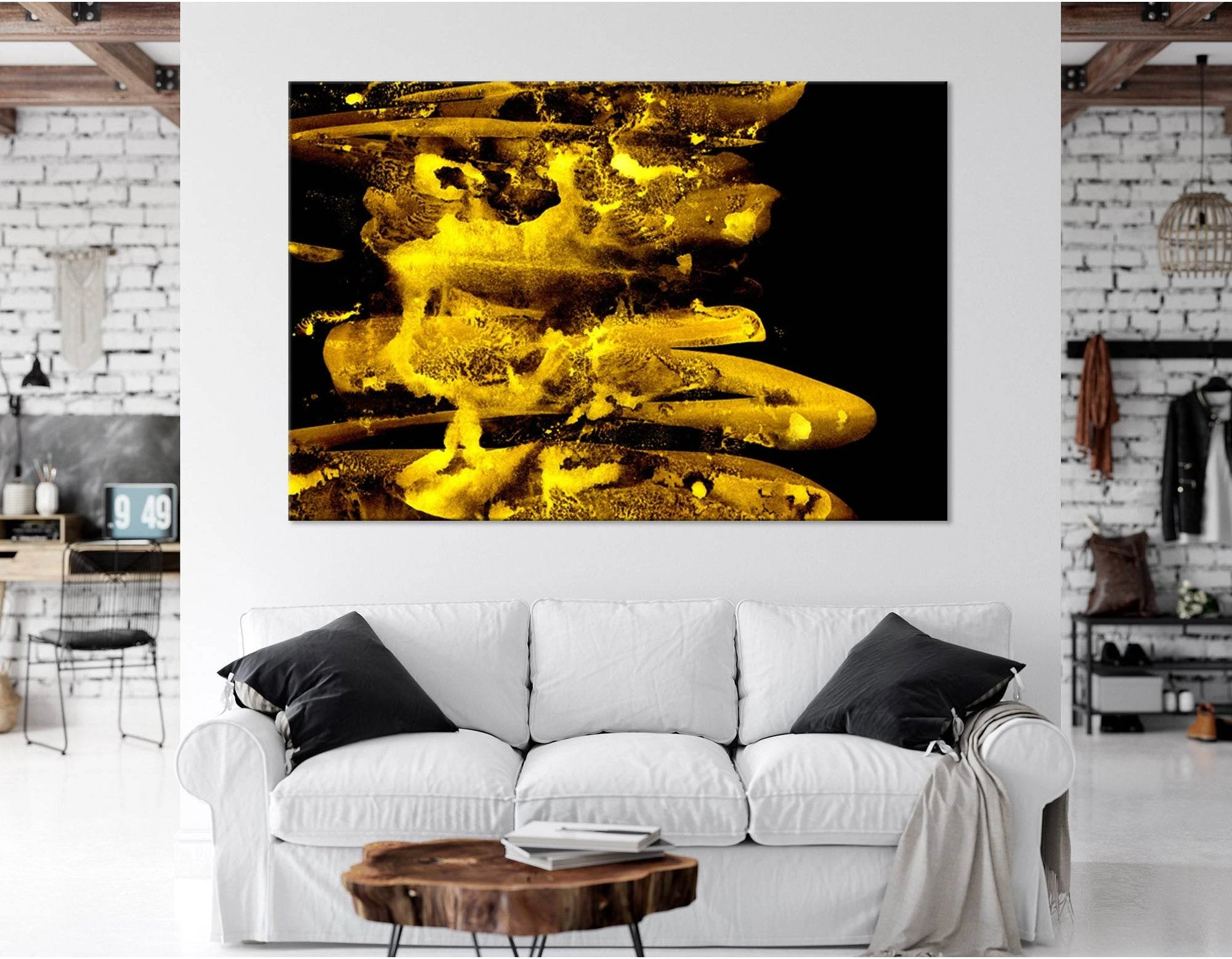 Black And Golden Abstract №04280 Ready to Hang Canvas Print - Zellart Canvas Prints ALL_Products