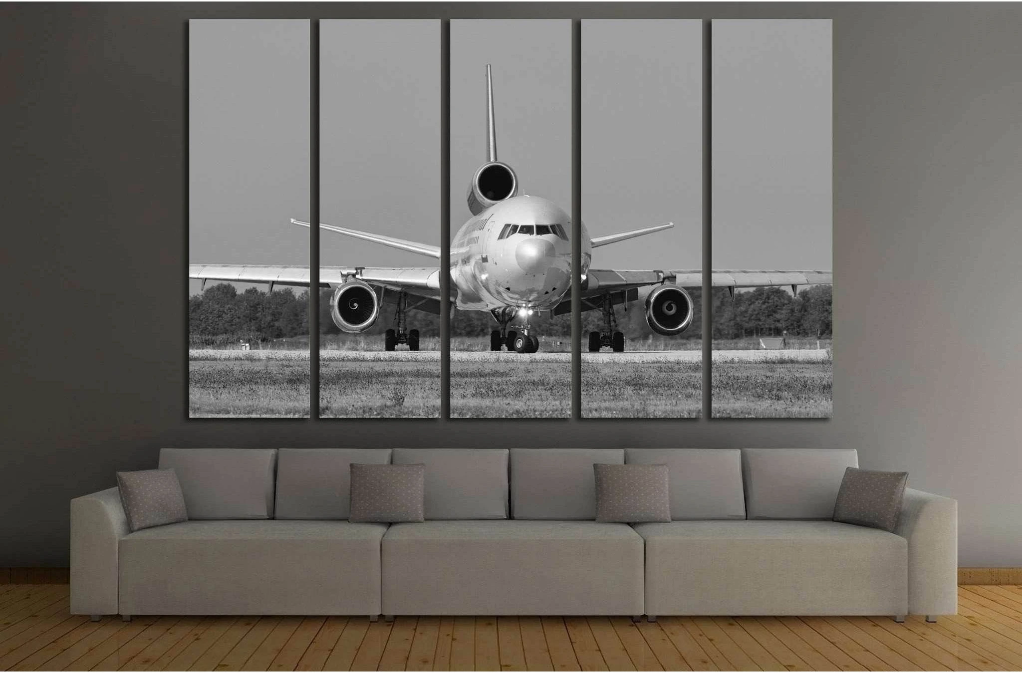 Black and White Airplane №144 Ready to Hang Canvas Print - Zellart Canvas Prints ALL_Products, wd-144