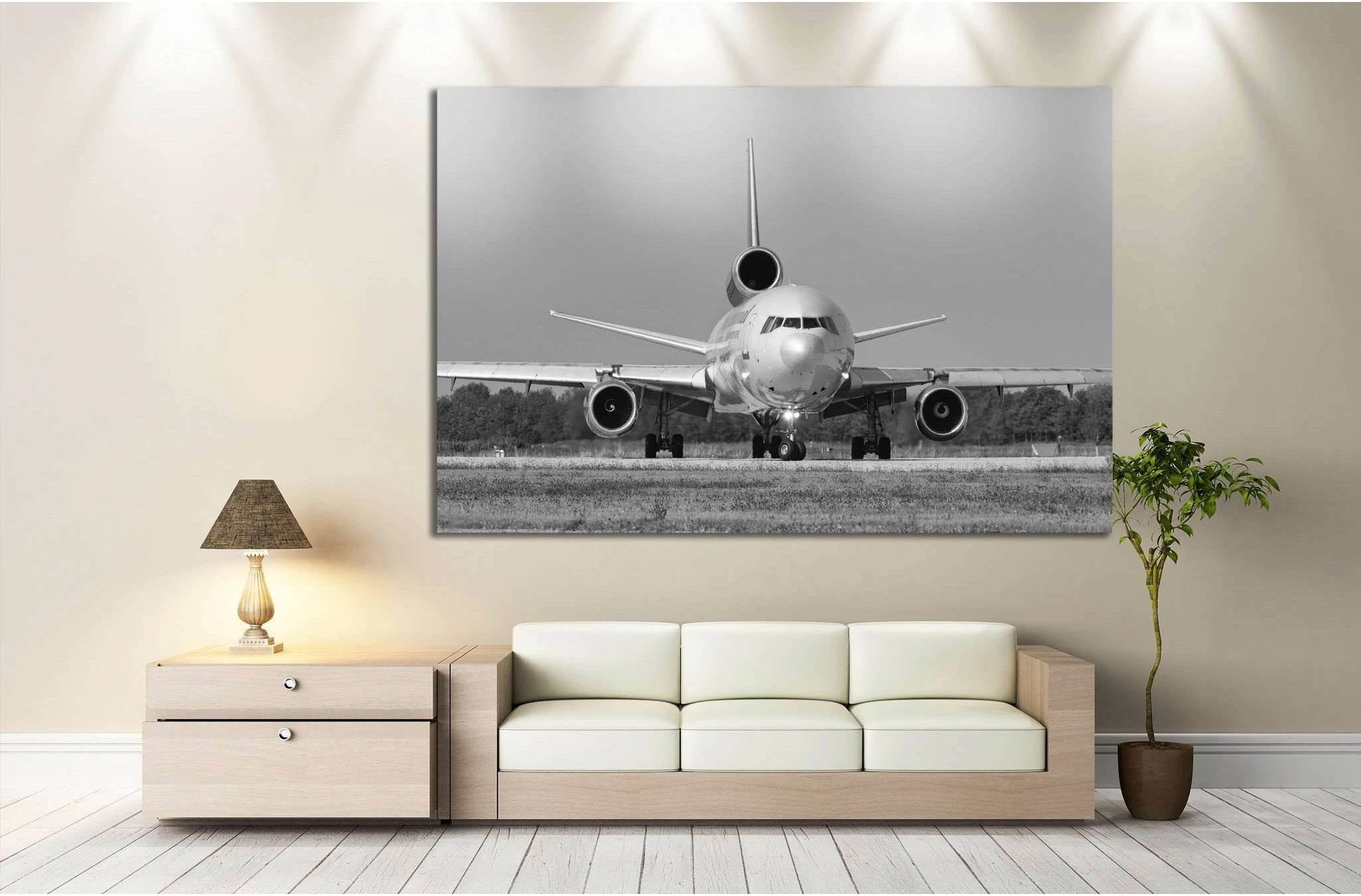 Black and White Airplane №144 Ready to Hang Canvas Print - Zellart Canvas Prints ALL_Products, wd-144