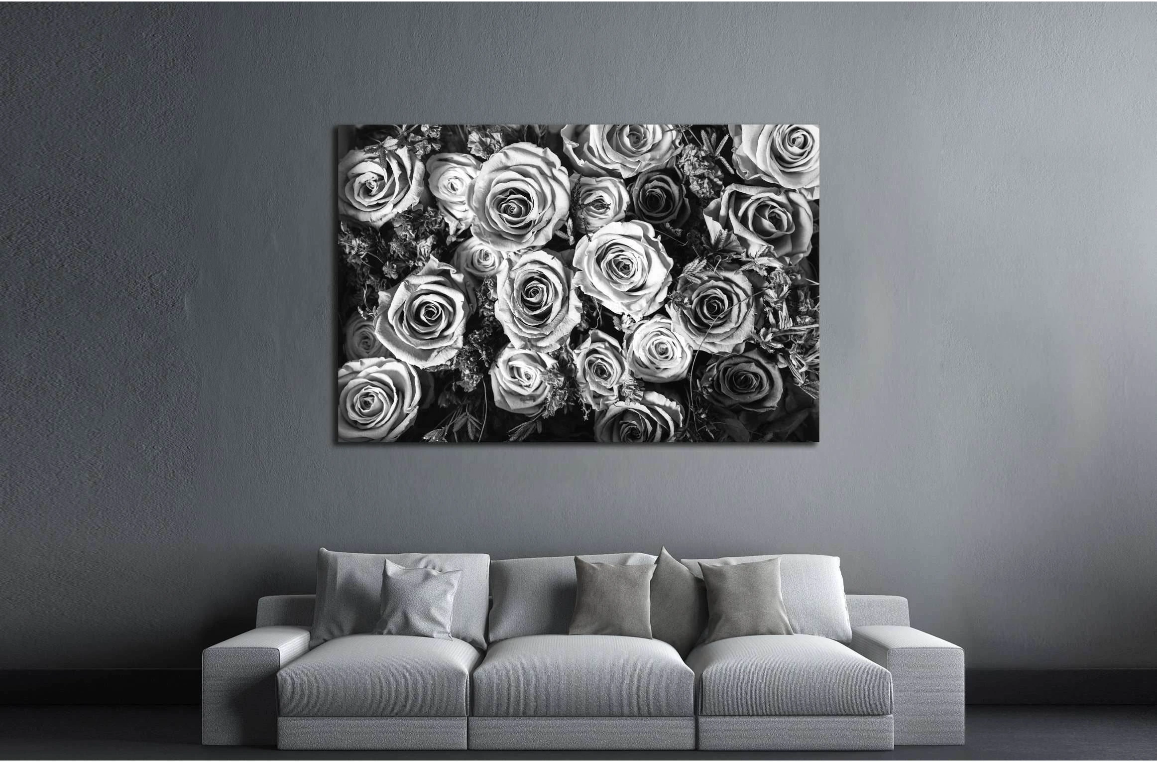 Black and white background of flowers roses №2840 Ready to Hang Canvas Print - Zellart Canvas Prints ALL_Products, s-2840