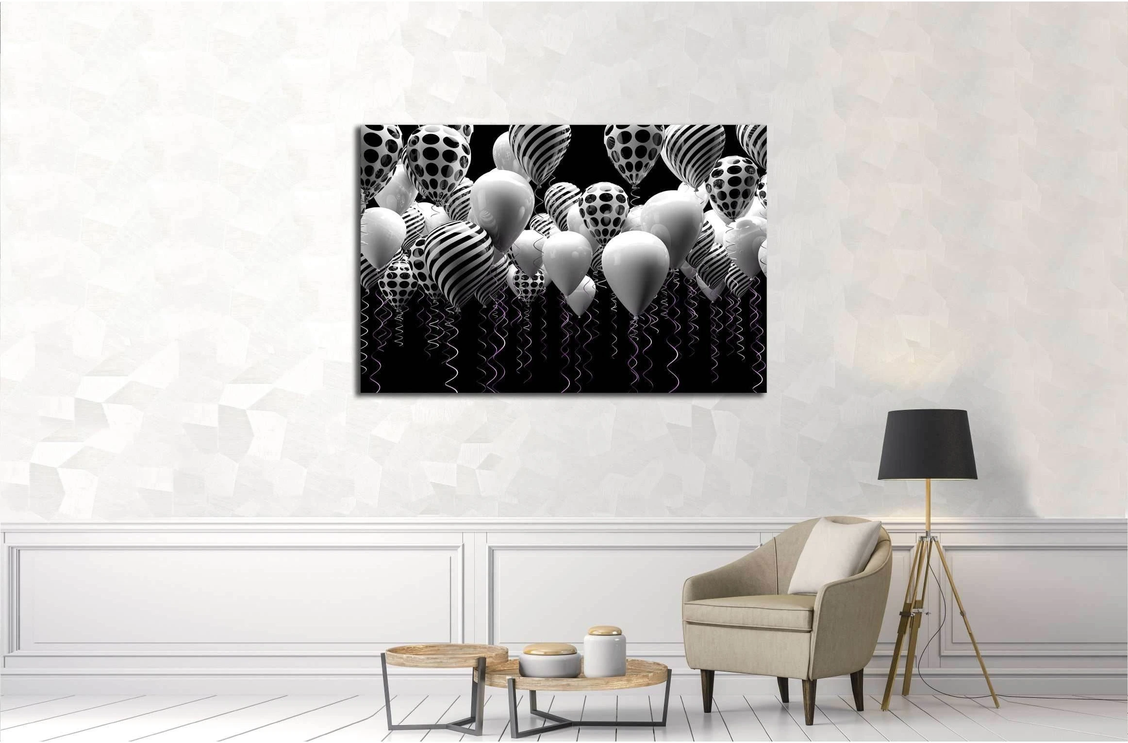 black and white balloons background №3264 Ready to Hang Canvas Print - Zellart Canvas Prints ALL_Products, s-3264