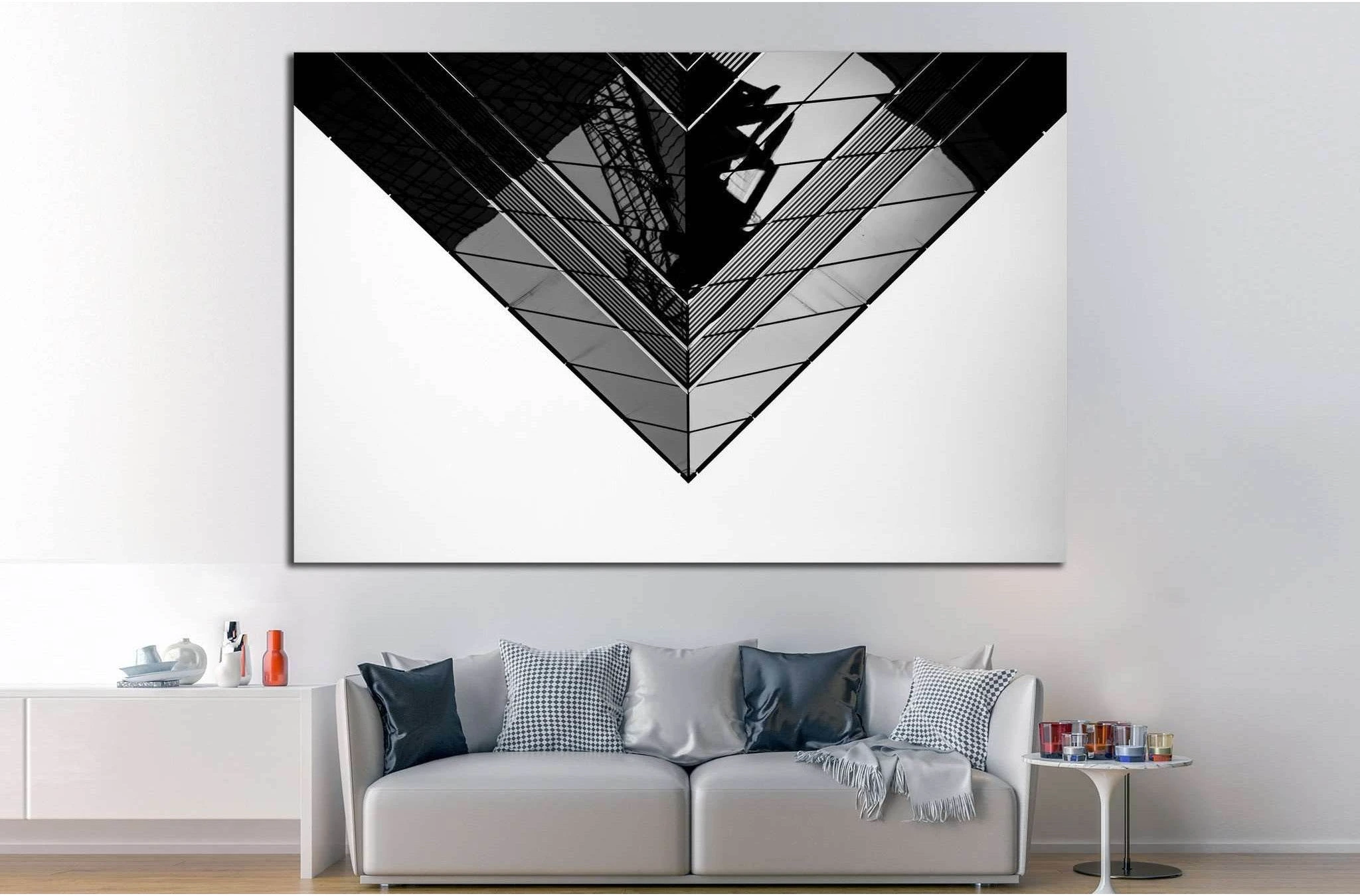 Black and White Commercial buildings №1053 Ready to Hang Canvas Print - Zellart Canvas Prints ALL_Products, s-1053