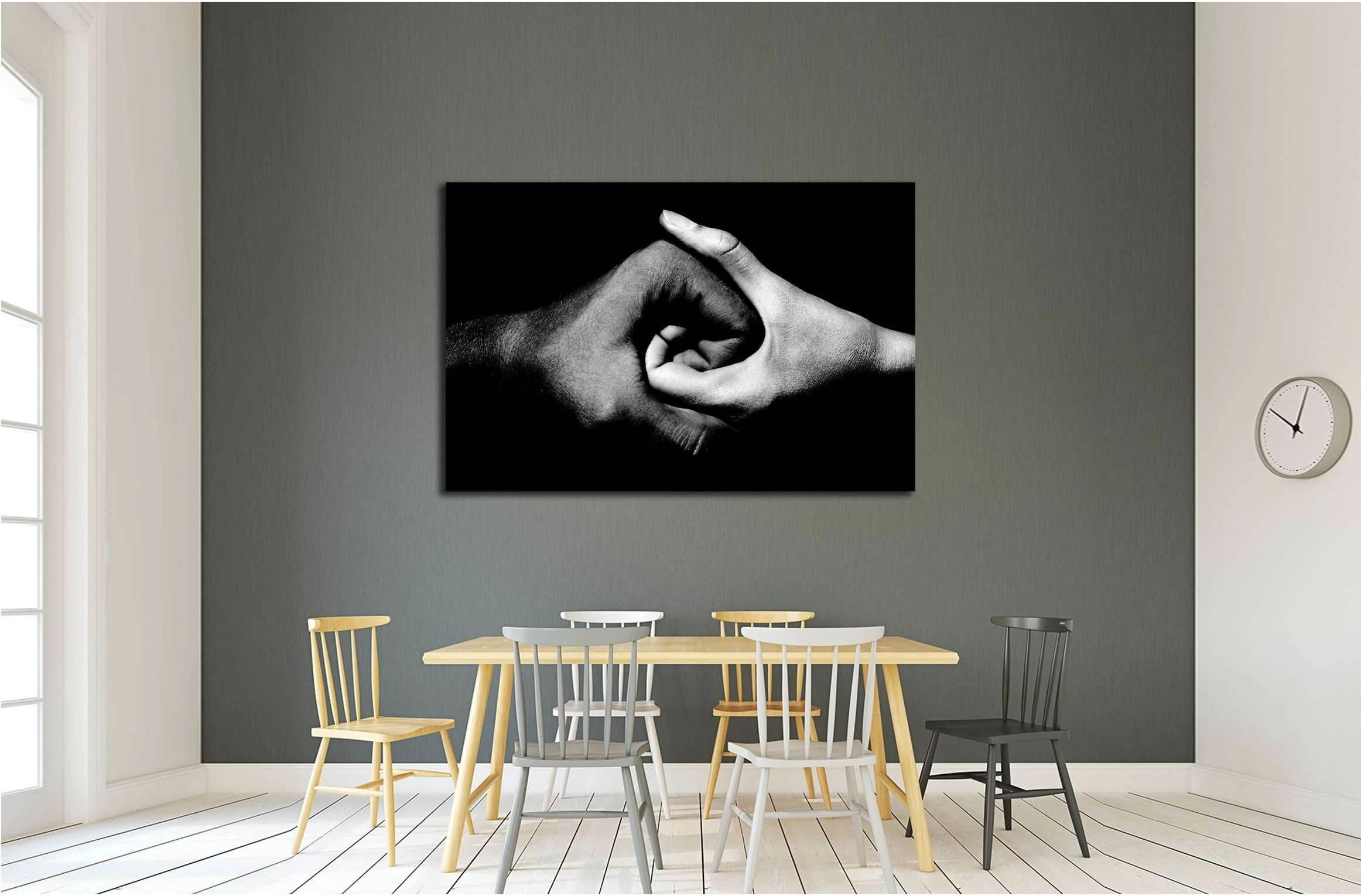 black and white hands holding together №2777 Ready to Hang Canvas Print - Zellart Canvas Prints ALL_Products, s-2777