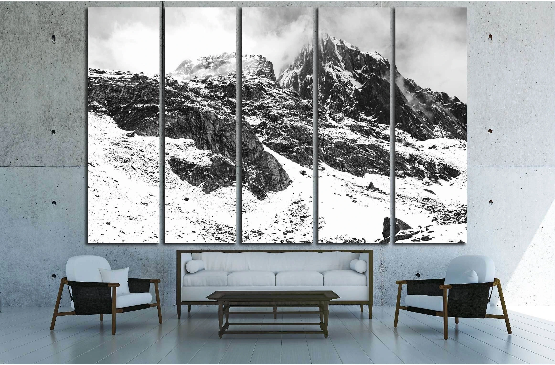 Black and White Himalayan scene from Pakistan №3117 Ready to Hang Canvas Print - Zellart Canvas Prints ALL_Products, s-3117