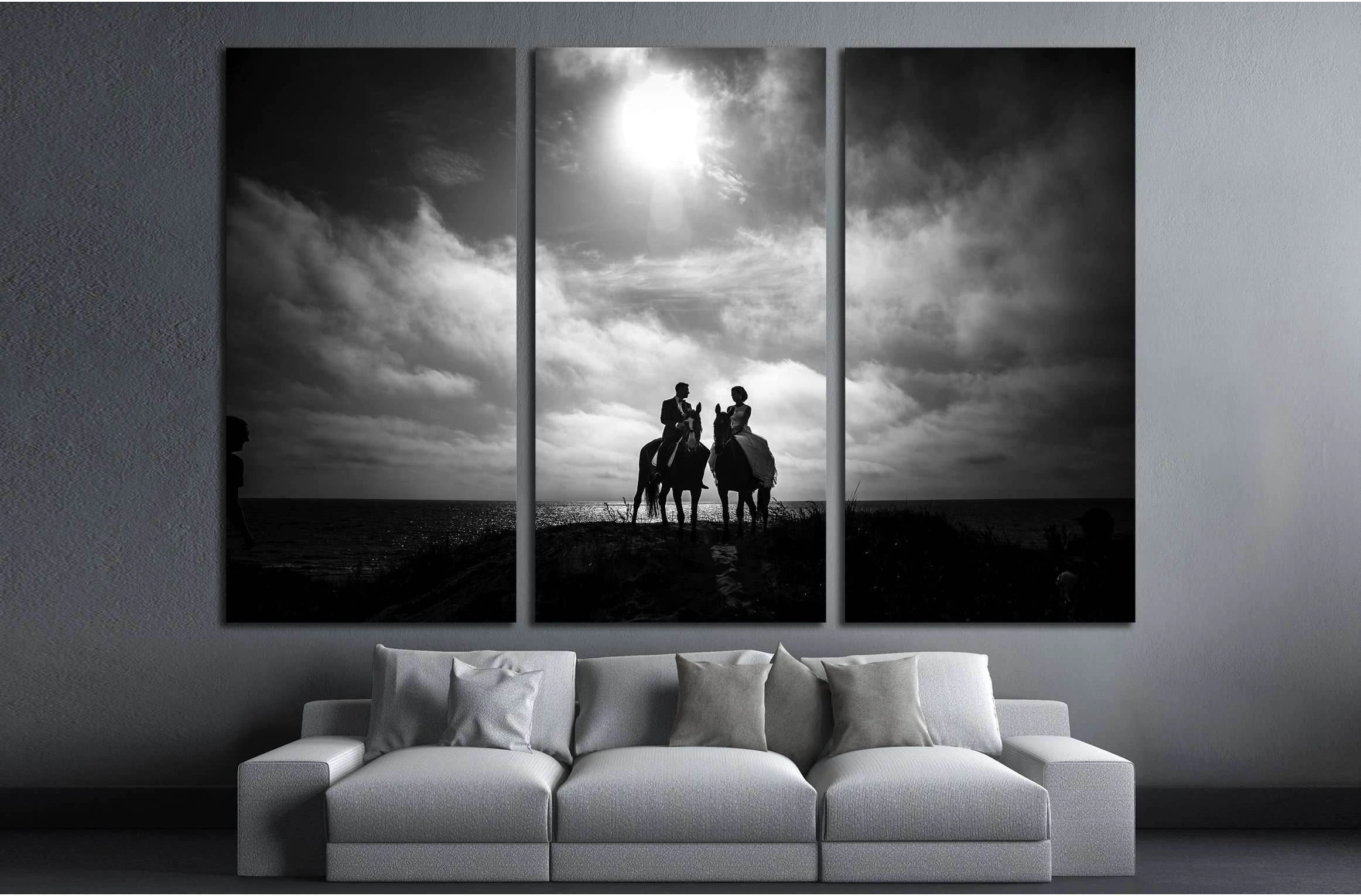 Black and white horse canvas print №5016 - Zellart Canvas Prints ALL_Products, Horses, s-5016