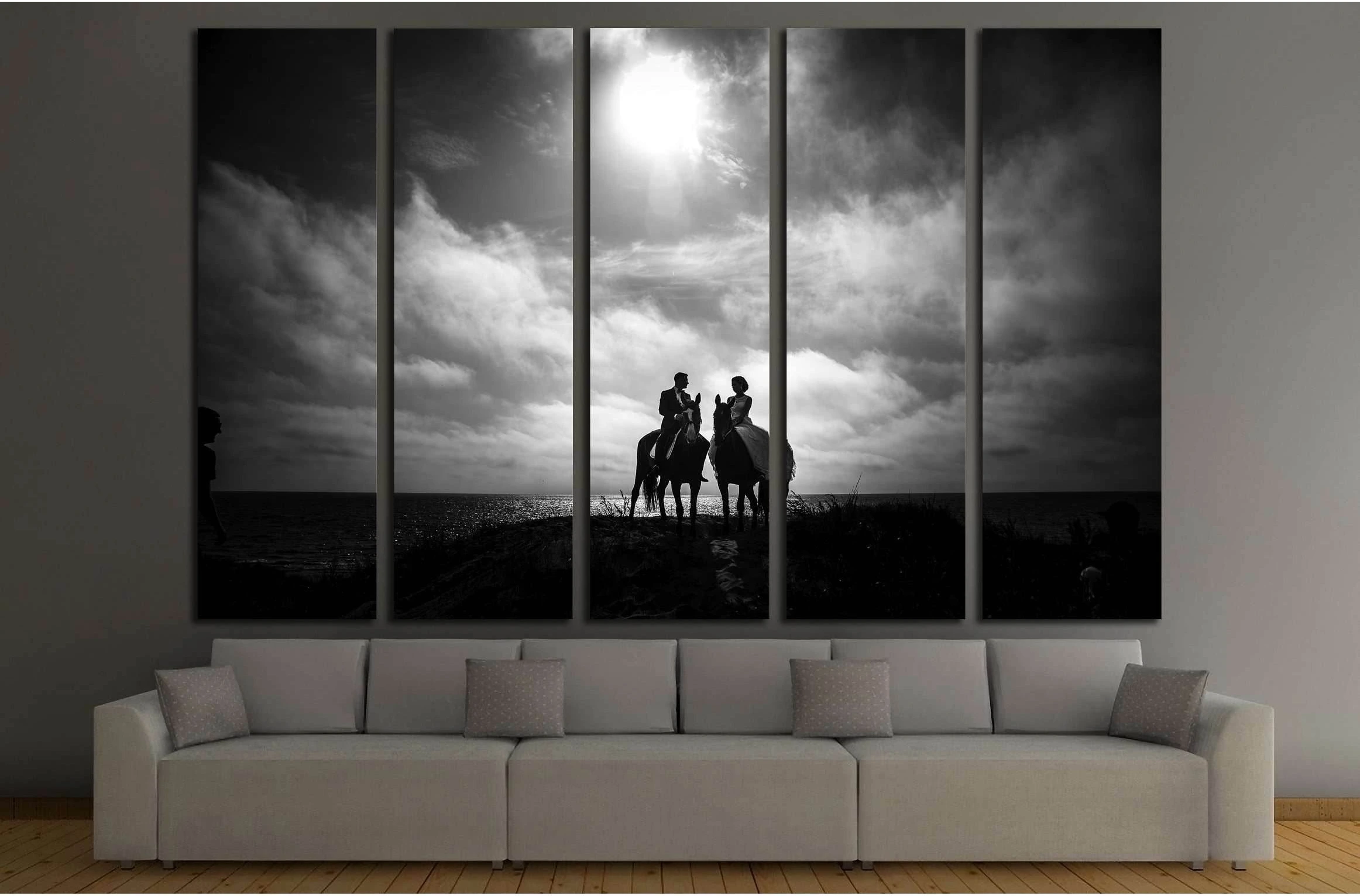Black and white horse canvas print №5016 - Zellart Canvas Prints ALL_Products, Horses, s-5016