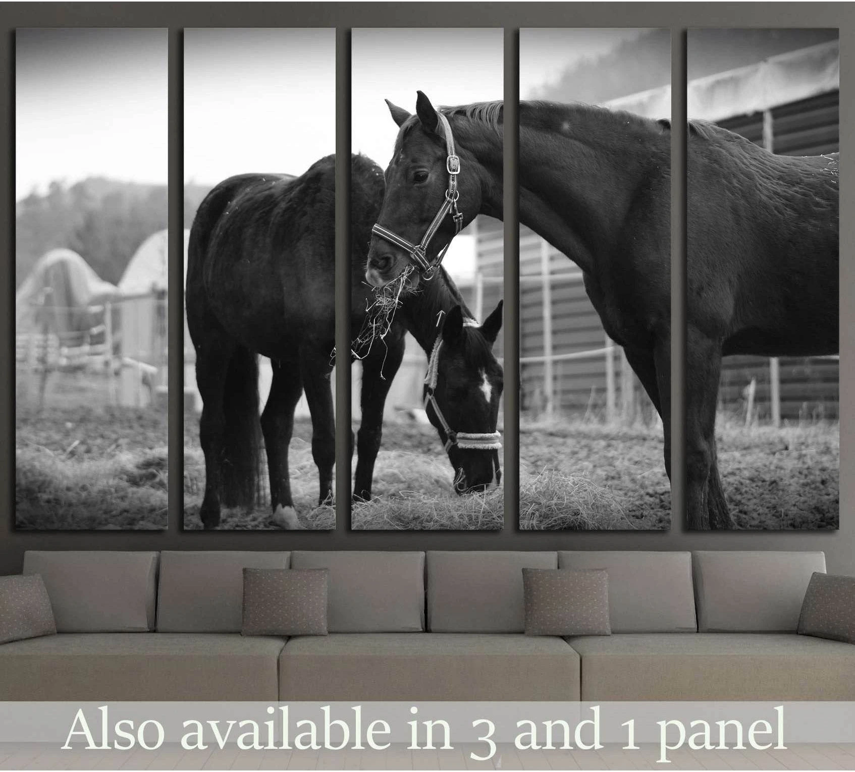 Black and white horse wall art №5008 - Zellart Canvas Prints ALL_Products, Horses, s-5008