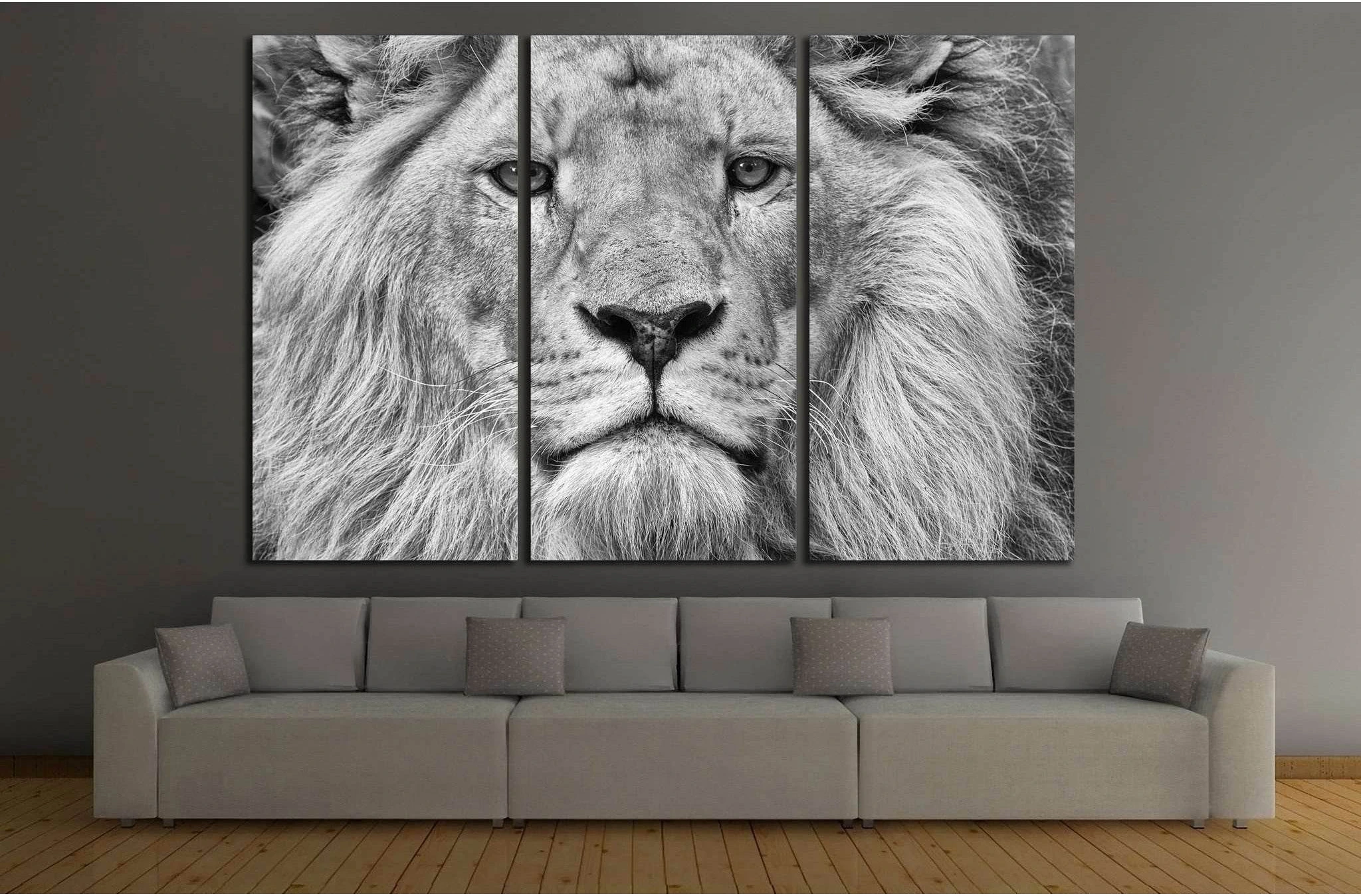 Black and White Lion №187 Ready to Hang Canvas Print - Zellart Canvas Prints ALL_Products, Lion, wd-187