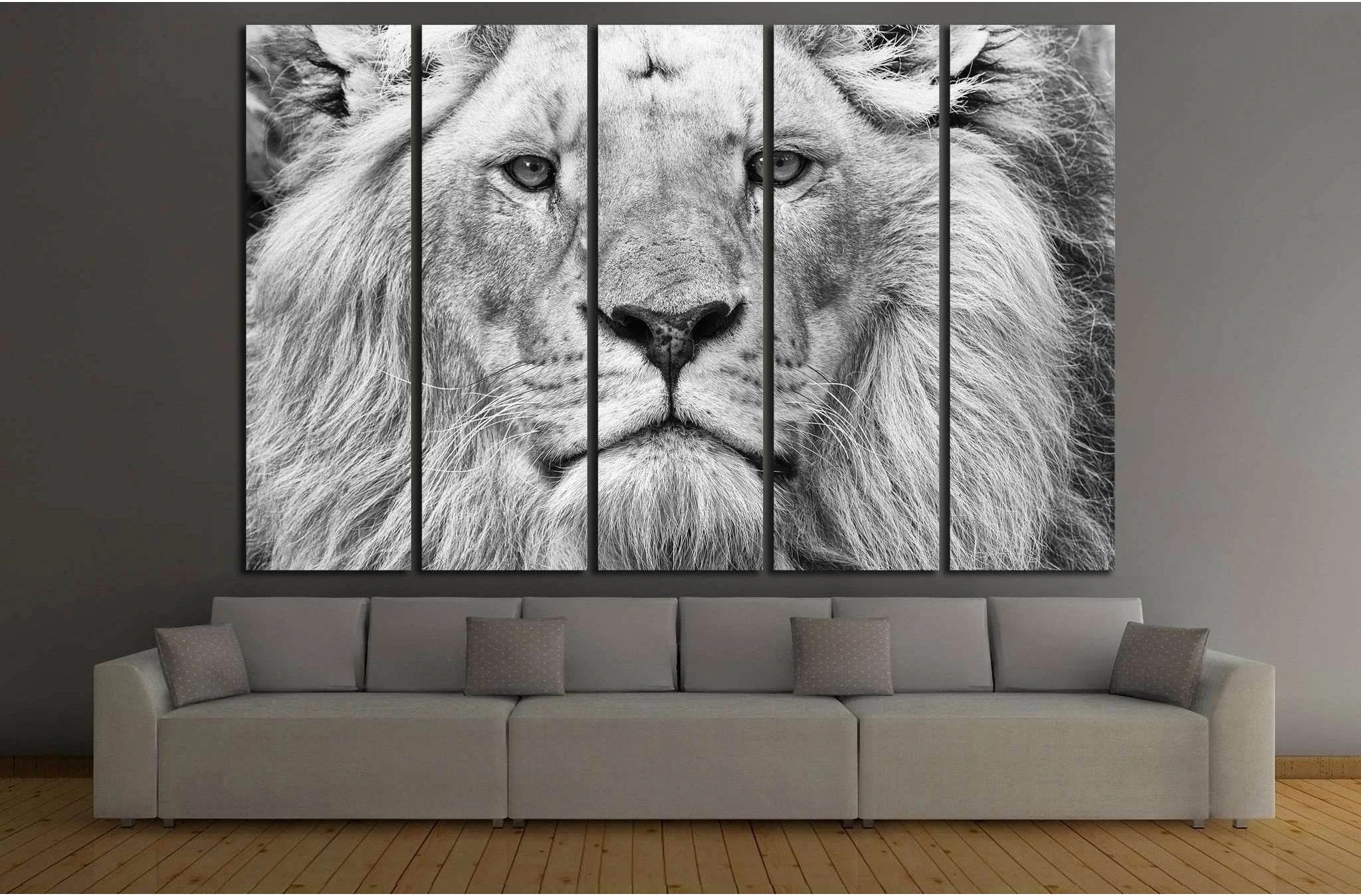 Black and White Lion №187 Ready to Hang Canvas Print - Zellart Canvas Prints ALL_Products, Lion, wd-187