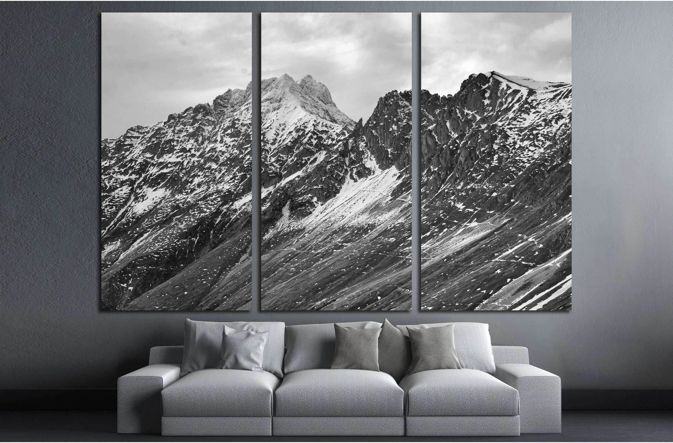Black and white mountain landscape №3200 Ready to Hang Canvas Print - Zellart Canvas Prints ALL_Products, s-3200