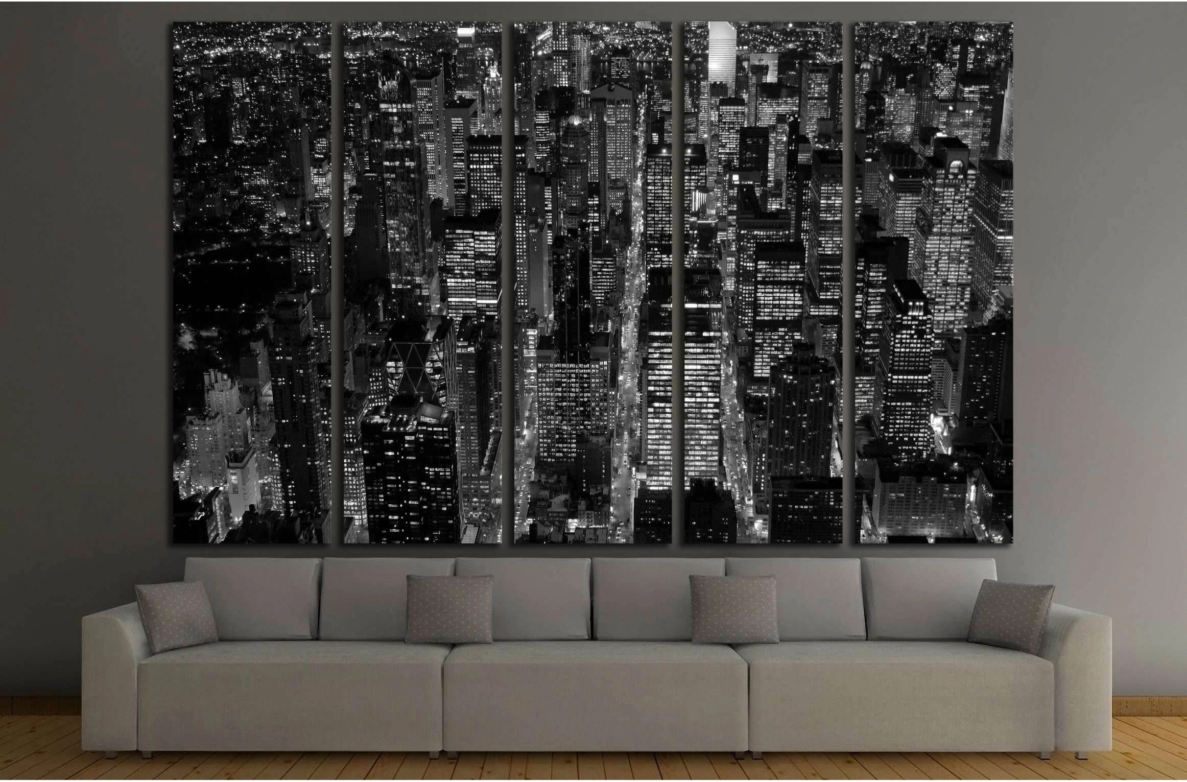 black and white scene of new york city skyline cityscape background №3047 Ready to Hang Canvas Print - Zellart Canvas Prints 0_NY_ART, ALL_Products, s-3047