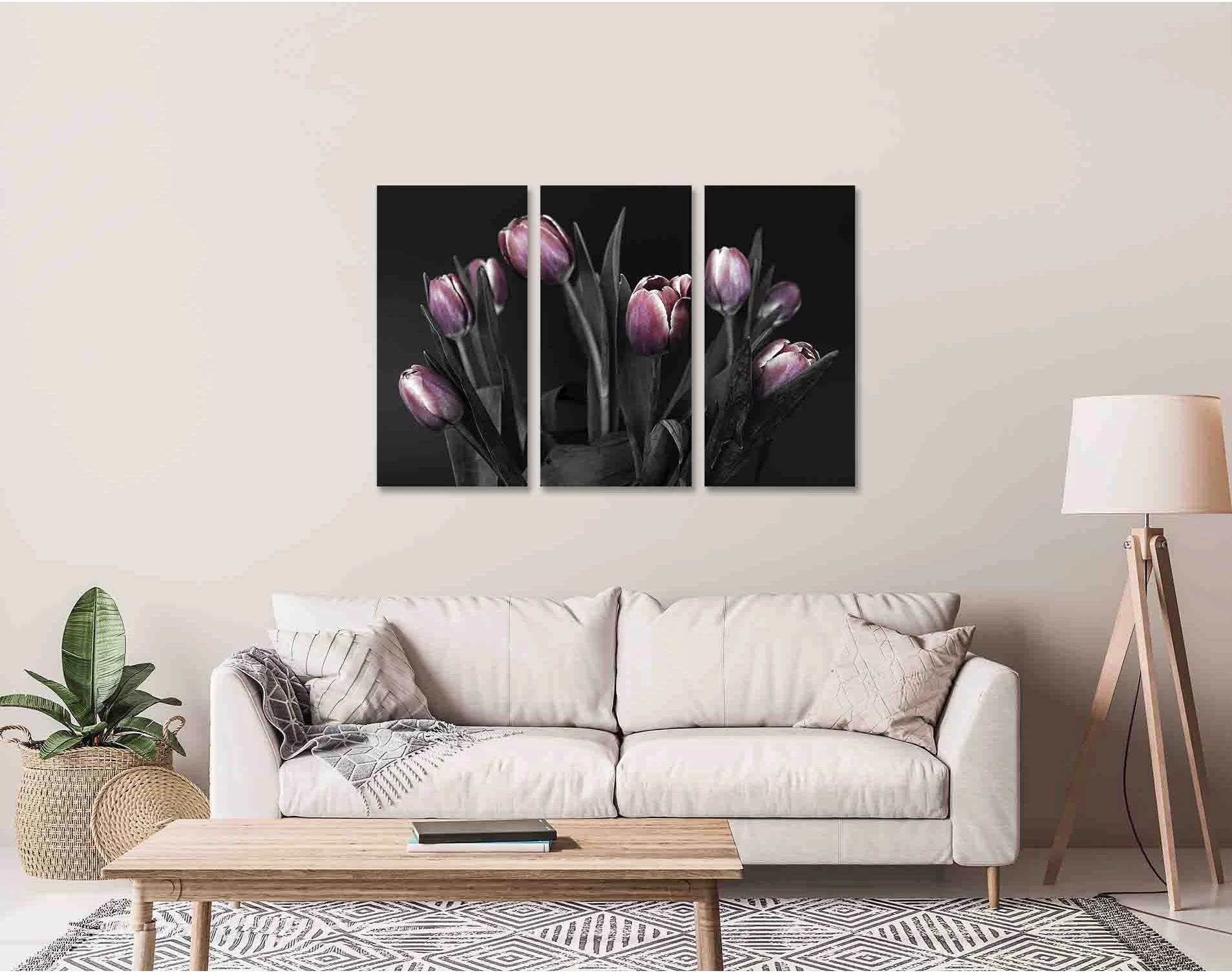 Black and white tulips №D2846 Ready to Hang Canvas Print - Zellart Canvas Prints 0new, ALL_Products, Black & White Wall Art