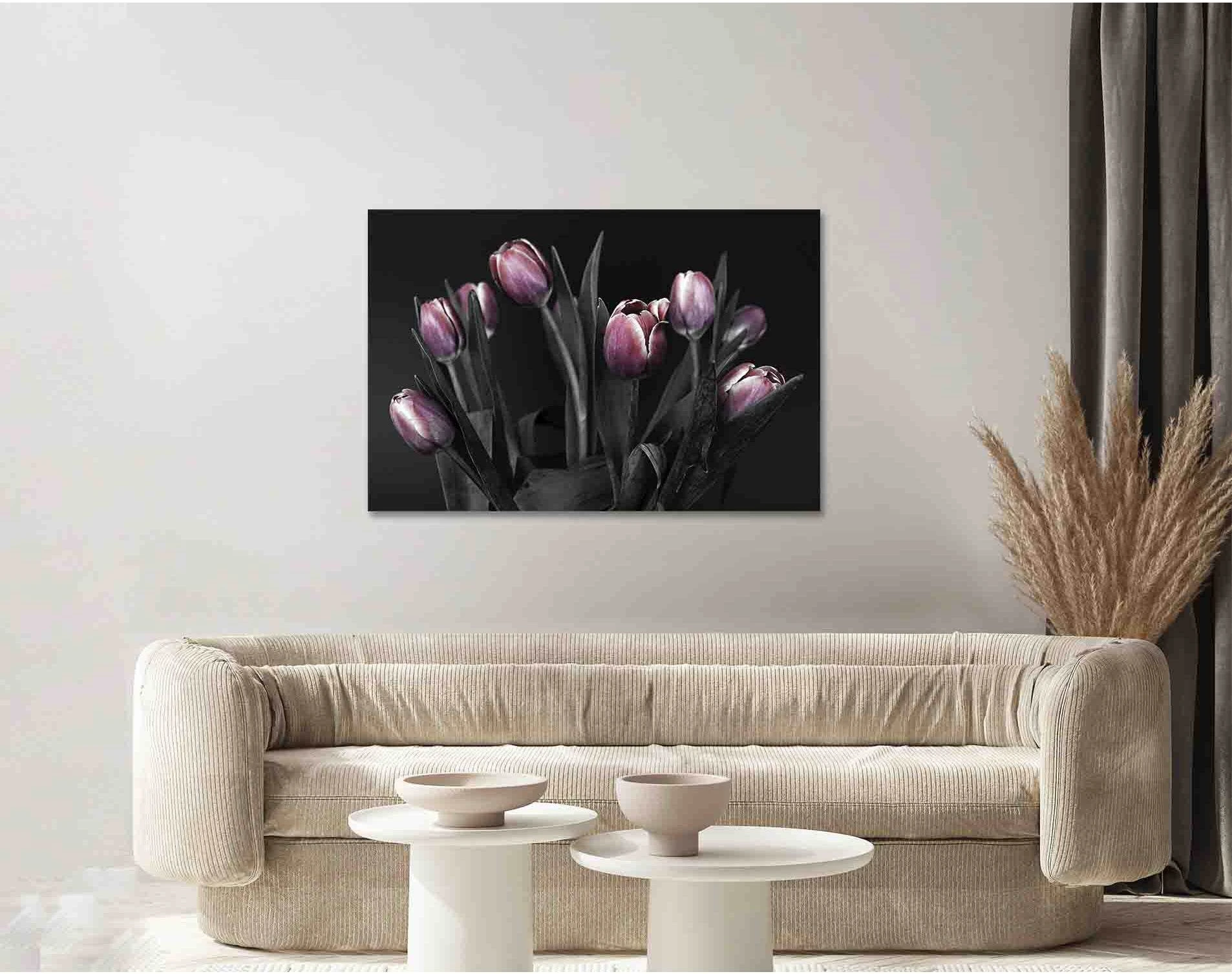 Black and white tulips №D2846 Ready to Hang Canvas Print - Zellart Canvas Prints 0new, ALL_Products, Black & White Wall Art