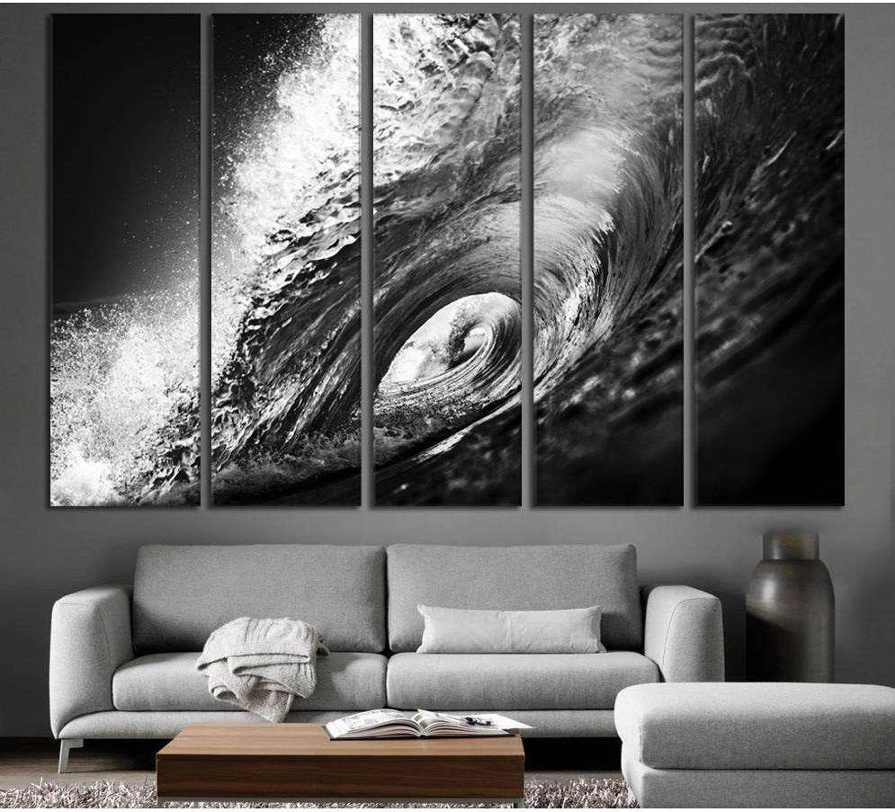 Black and White Wave №777 Ready to Hang Canvas Print - Zellart Canvas Prints ALL_Products, autopostr_pinterest_65155, autopostr_pinterest_65157, autopostr_pinterest_65158, autopostr_pinterest_65160