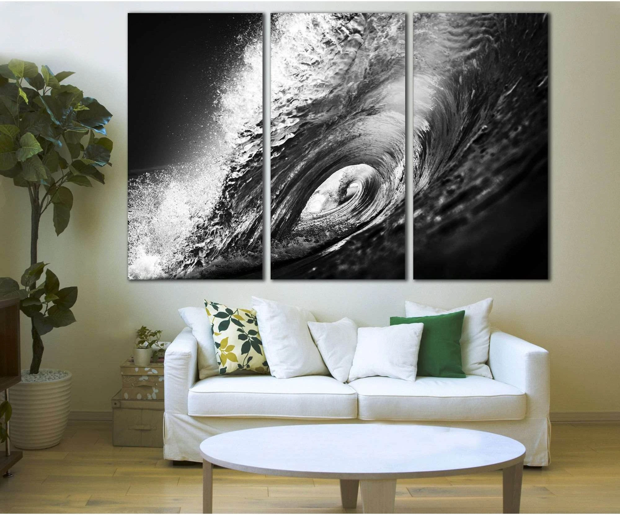 Black and White Wave №777 Ready to Hang Canvas Print - Zellart Canvas Prints ALL_Products, autopostr_pinterest_65155, autopostr_pinterest_65157, autopostr_pinterest_65158, autopostr_pinterest_65160
