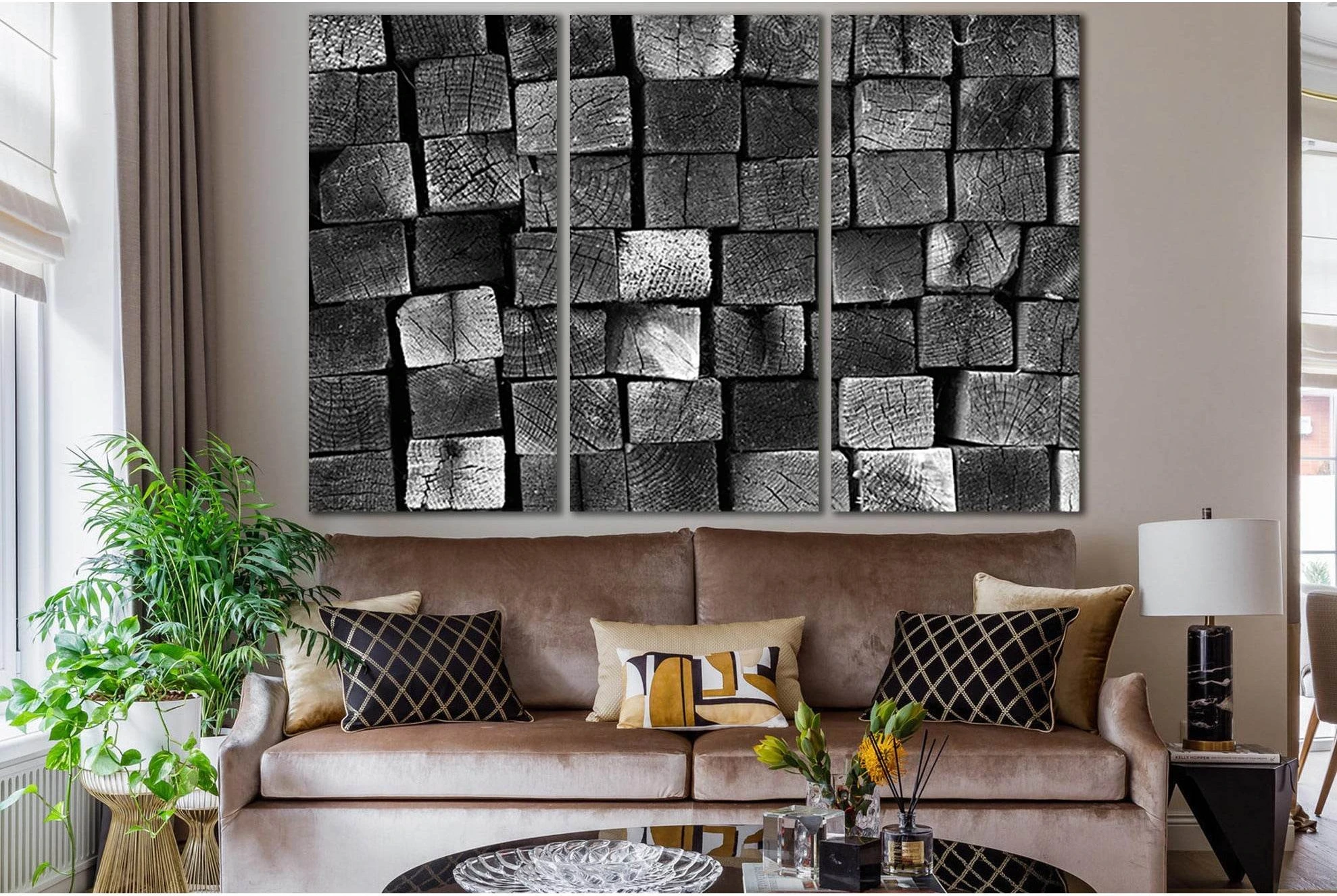 Black And White Wood Texture №SL877 Ready to Hang Canvas Print - Zellart Canvas Prints 0new, ALL_Products, Black & White Wall Art