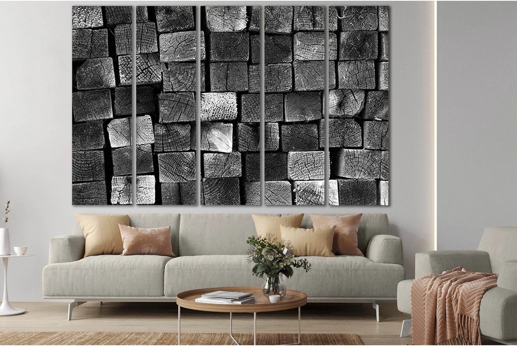 Black And White Wood Texture №SL877 Ready to Hang Canvas Print - Zellart Canvas Prints 0new, ALL_Products, Black & White Wall Art