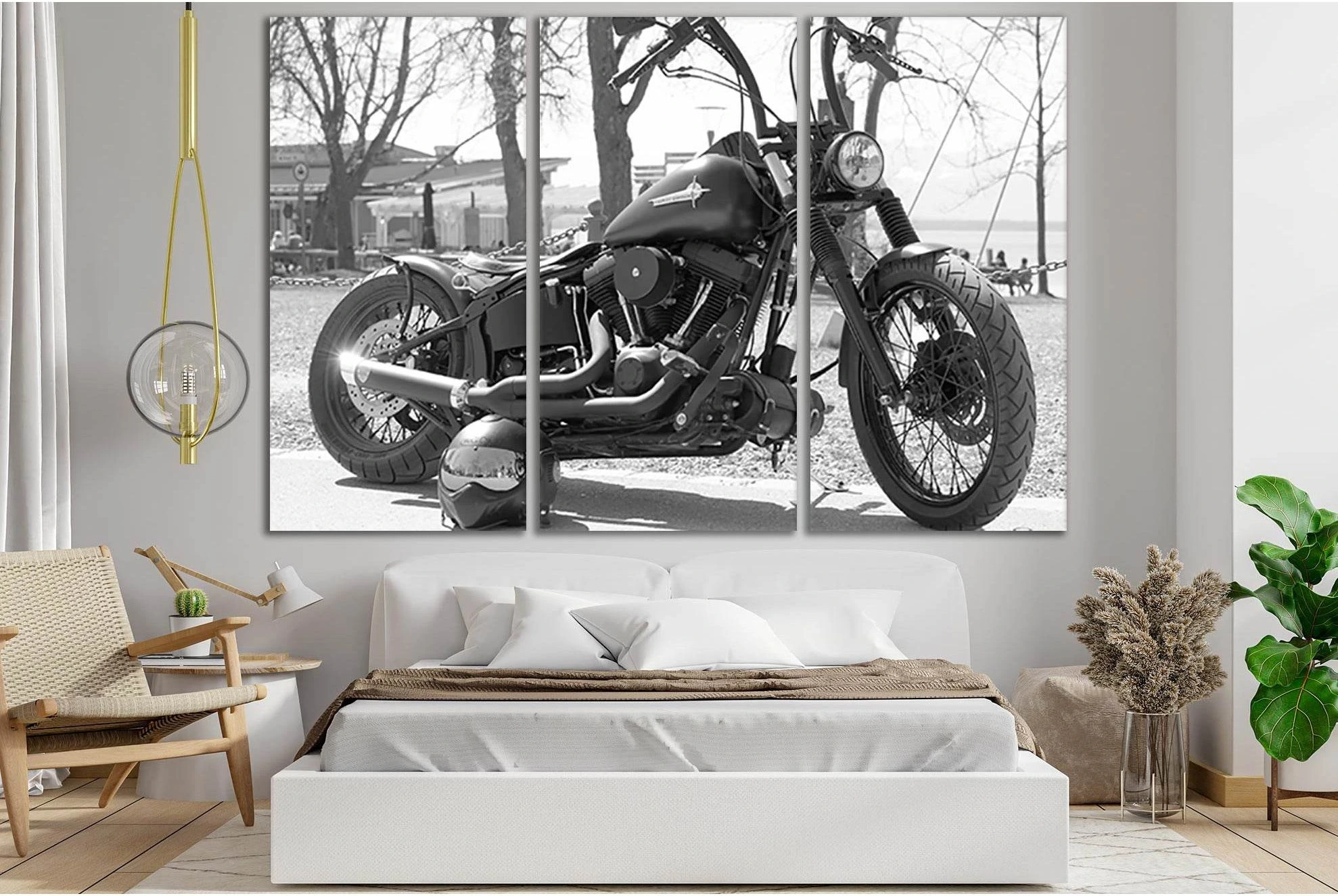Black Harley №SL854 Ready to Hang Canvas Print - Zellart Canvas Prints 0new, ALL_Products, Black & White Wall Art