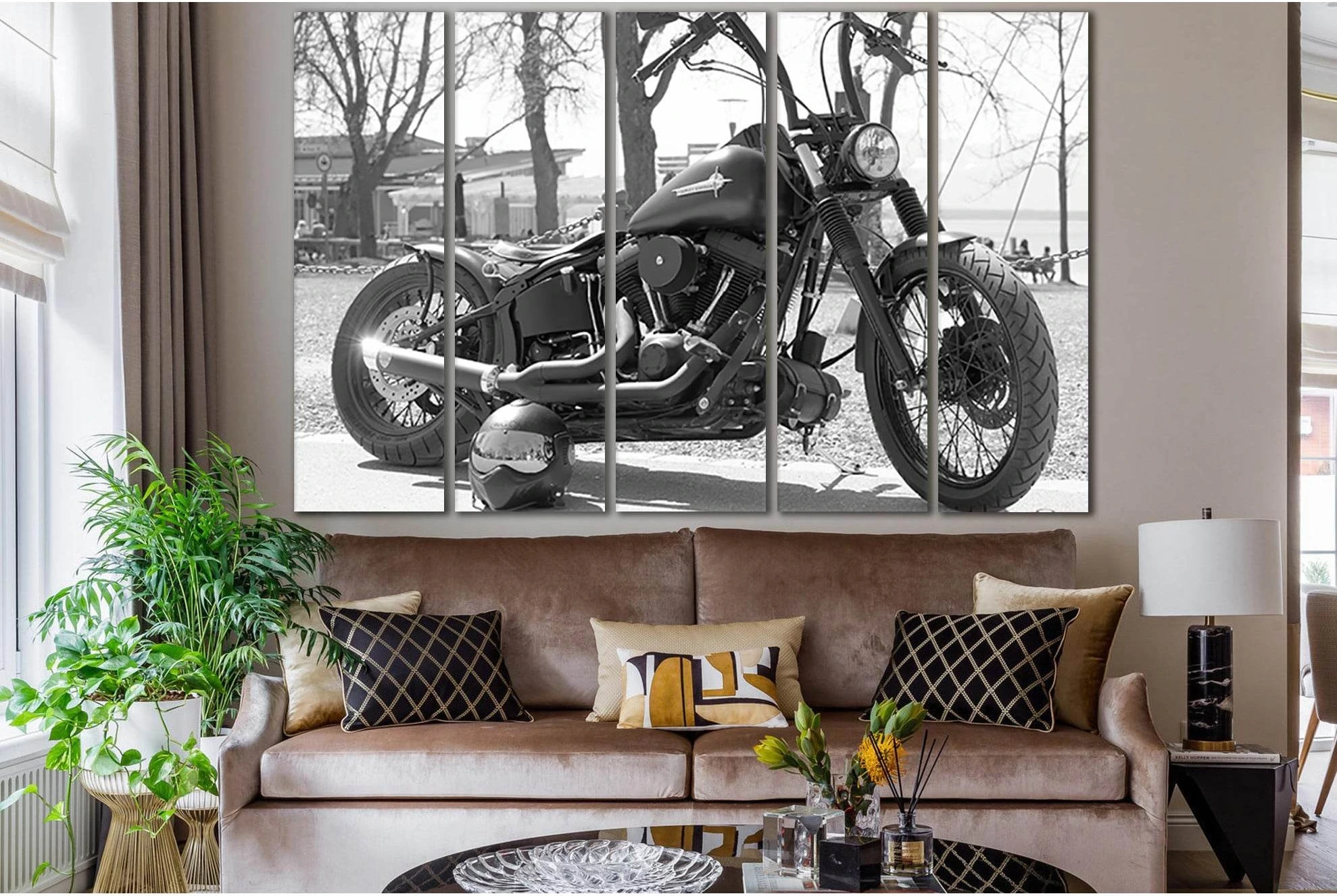 Black Harley №SL854 Ready to Hang Canvas Print - Zellart Canvas Prints 0new, ALL_Products, Black & White Wall Art