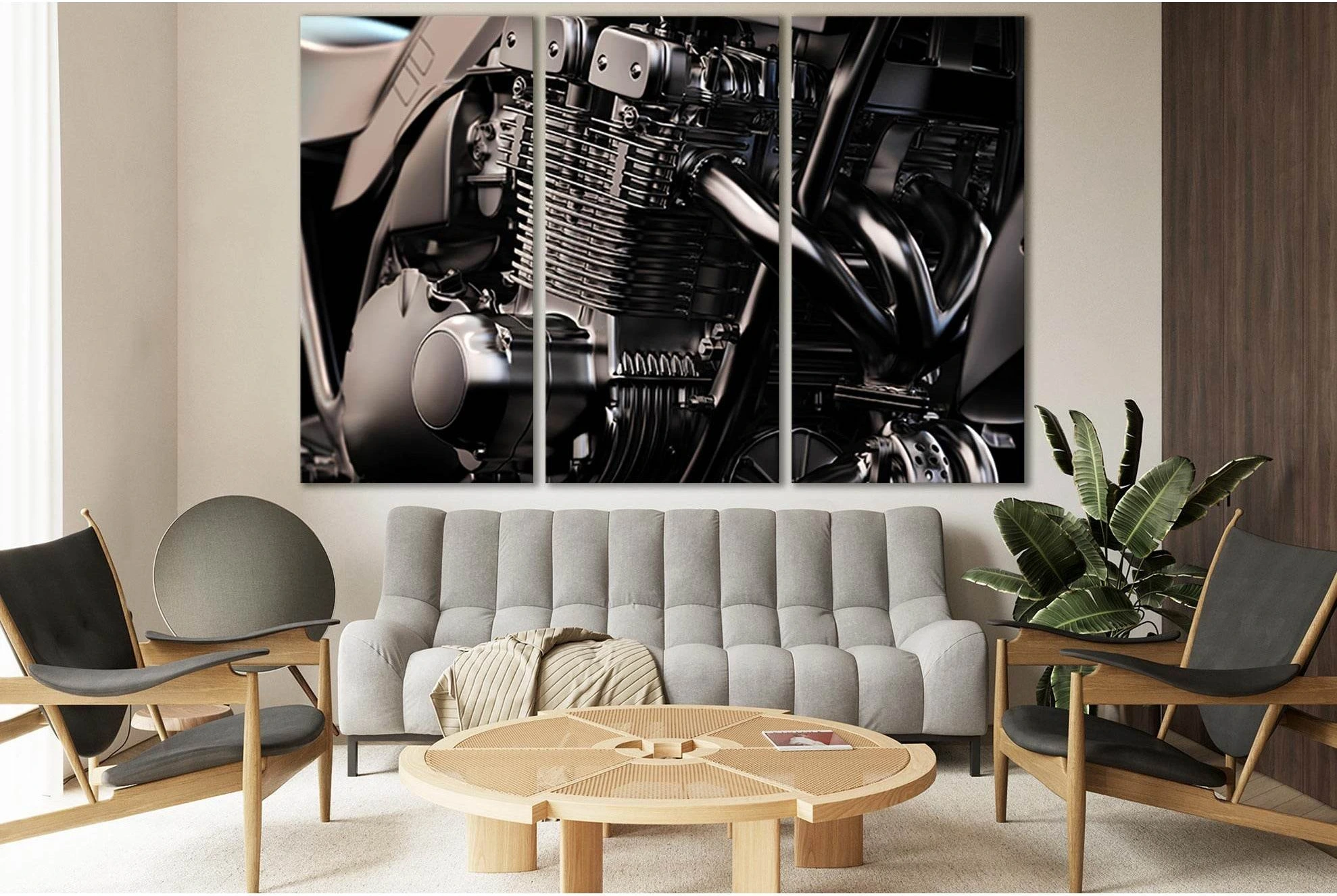 Black Motorcycle Engine №SL1426 Ready to Hang Canvas Print - Zellart Canvas Prints 0new, ALL_Products, Engine