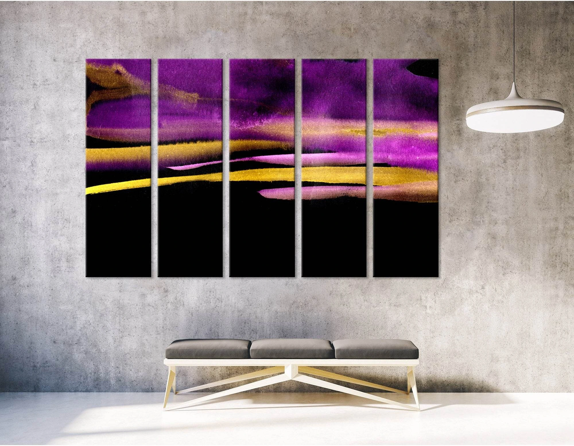Black, Purple And Yellow Abstract №04279 Ready to Hang Canvas Print - Zellart Canvas Prints ALL_Products