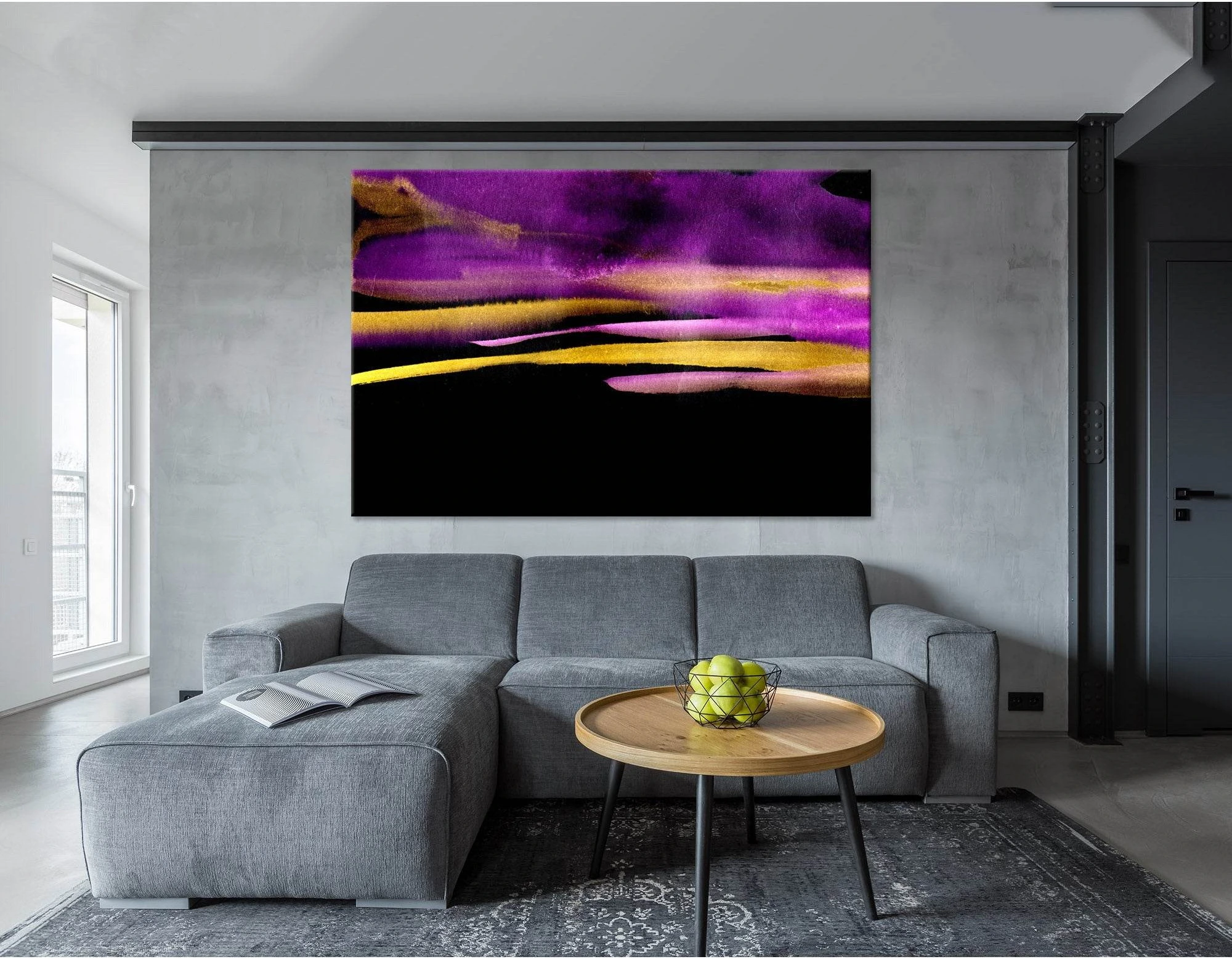 Black, Purple And Yellow Abstract №04279 Ready to Hang Canvas Print - Zellart Canvas Prints ALL_Products