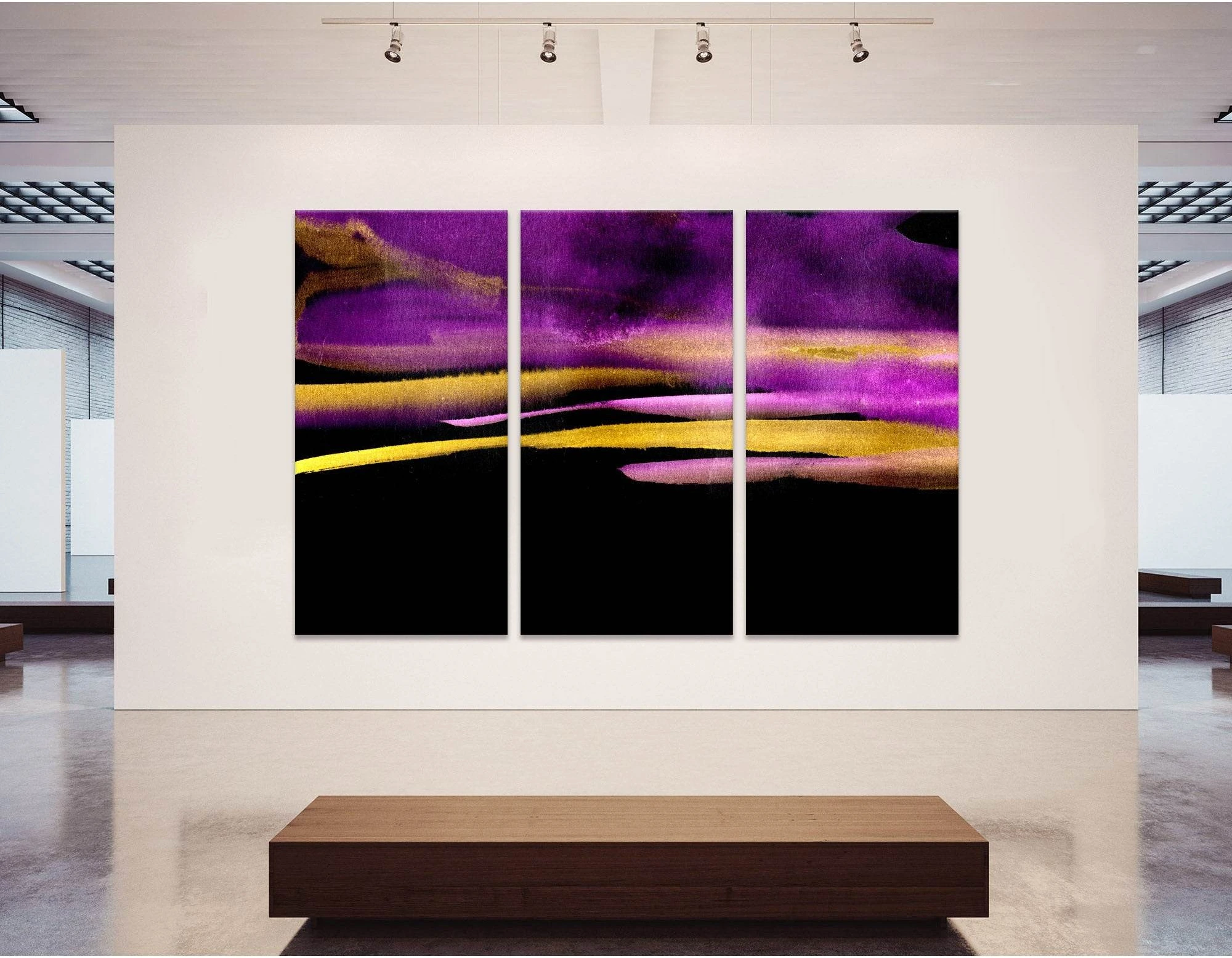 Black, Purple And Yellow Abstract №04279 Ready to Hang Canvas Print - Zellart Canvas Prints ALL_Products