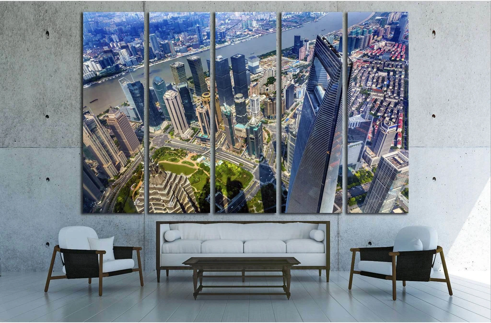 Black Shanghai World Financial Center, China №1553 Ready to Hang Canvas Print - Zellart Canvas Prints ALL_Products, s-1553