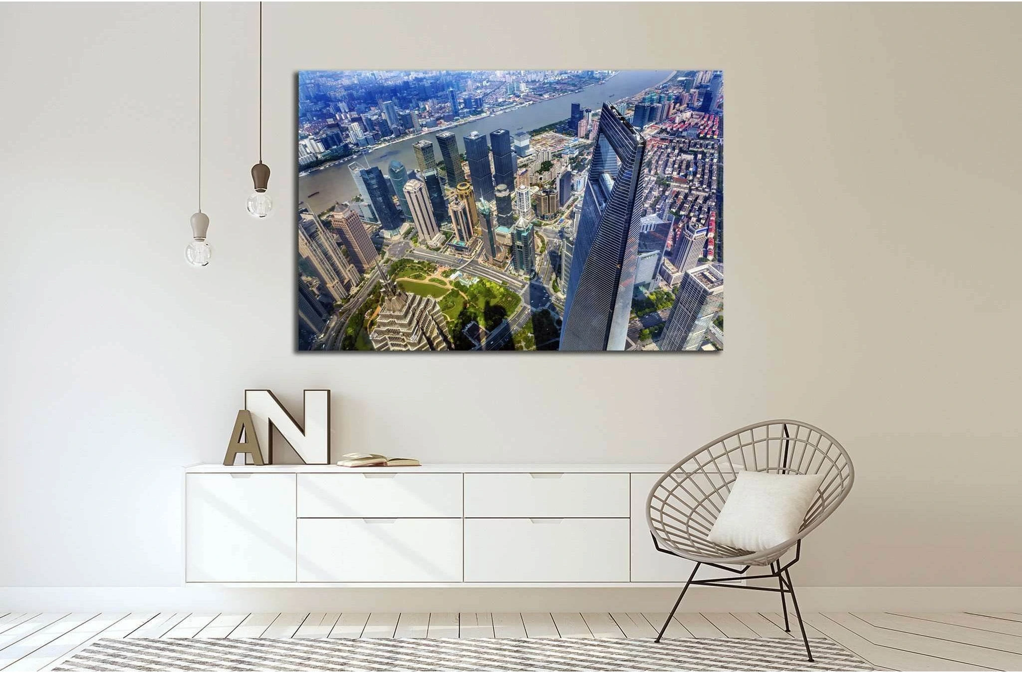Black Shanghai World Financial Center, China №1553 Ready to Hang Canvas Print - Zellart Canvas Prints ALL_Products, s-1553