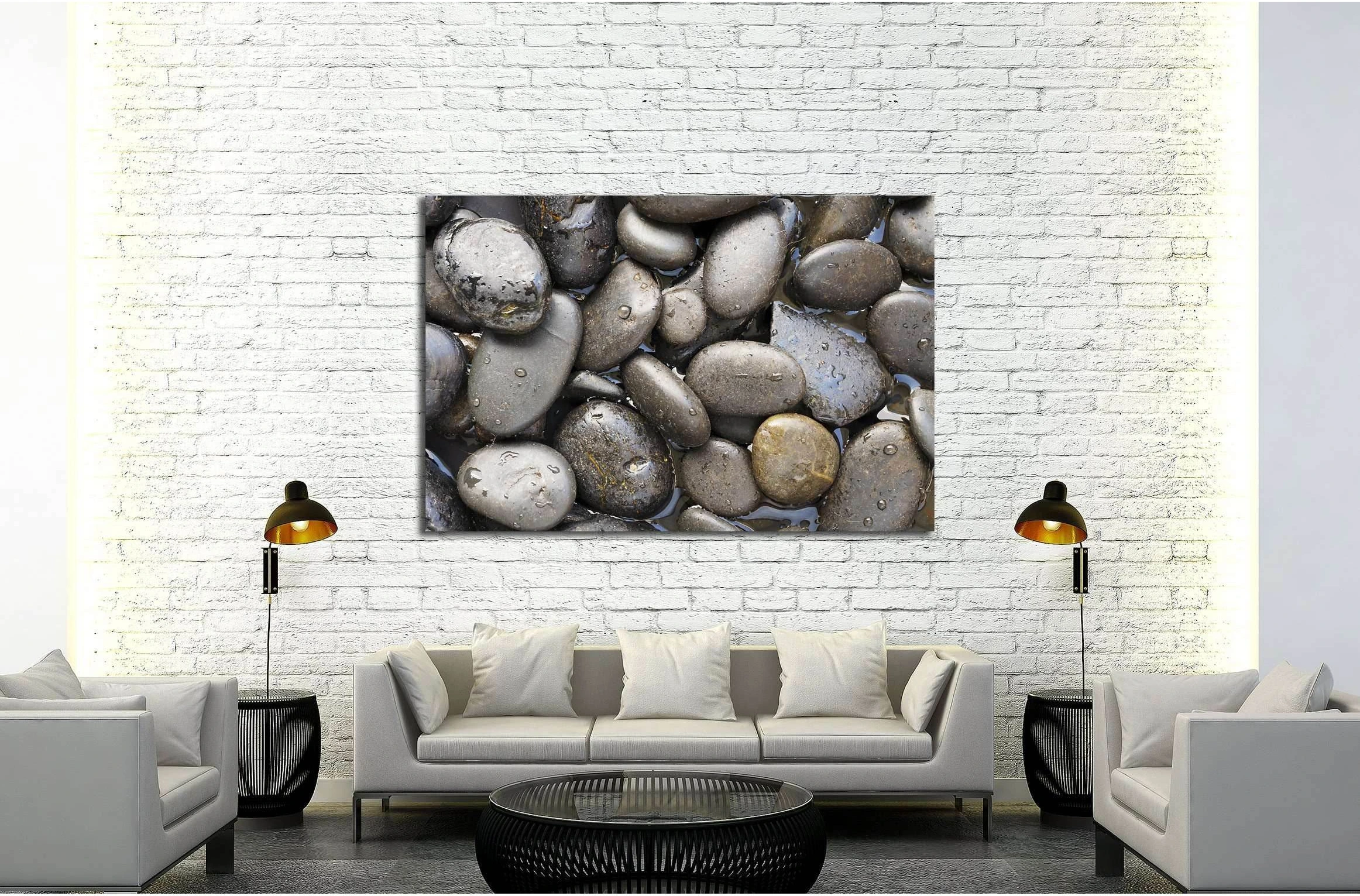 Black Stone Background №3063 Ready to Hang Canvas Print - Zellart Canvas Prints ALL_Products, s-3063