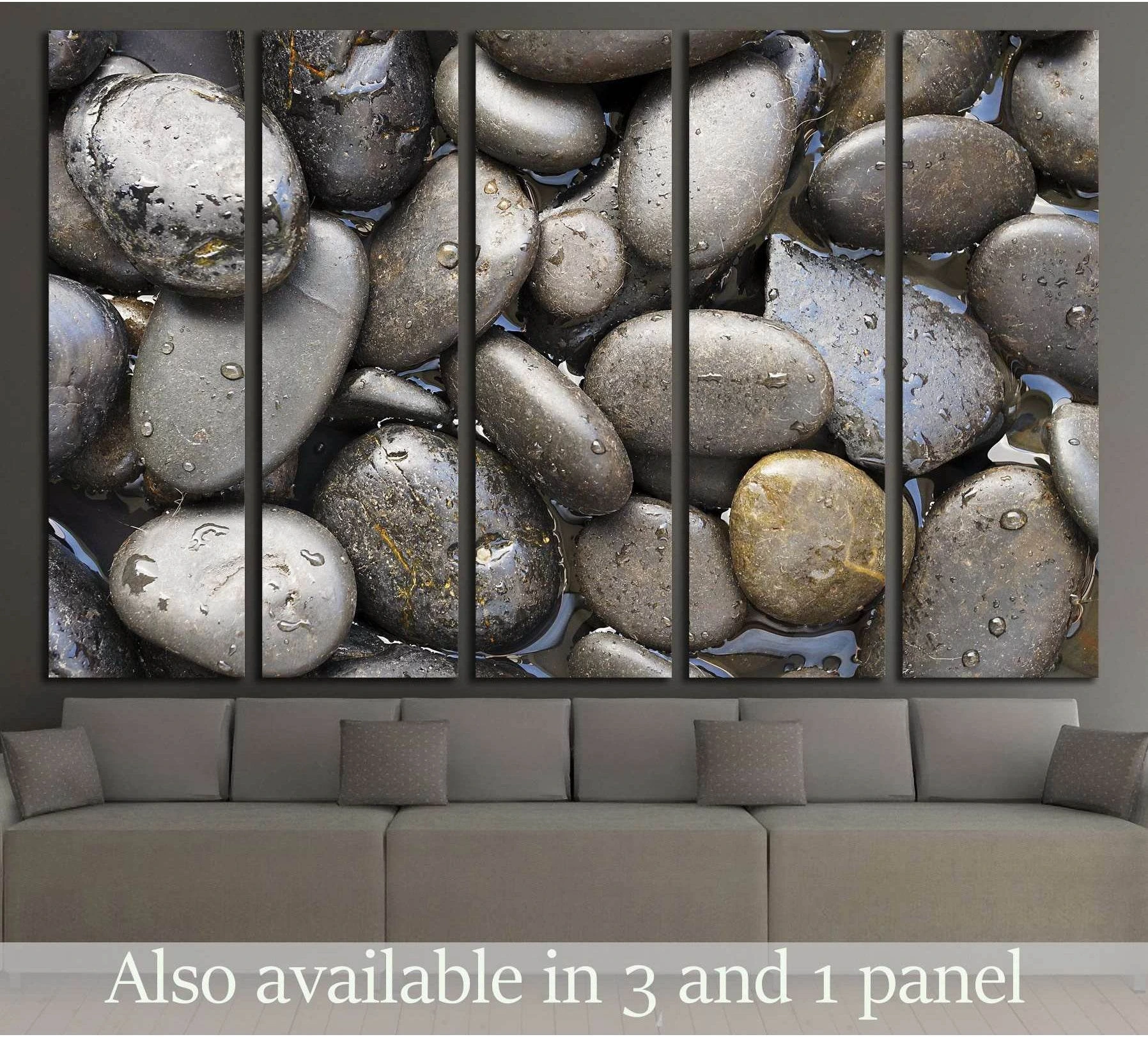 Black Stone Background showing blue ocean wall art with water and coastal depth.